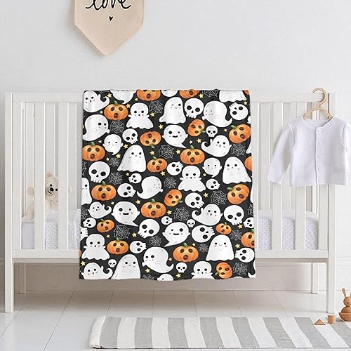 Miniatura 4 de Manta de bebé de fantasmas de Halloween, manta acogedora y suave para niños, niñas, bebés, recién nacidos, regalos de cumpleaños de Navidad, 40 x 30