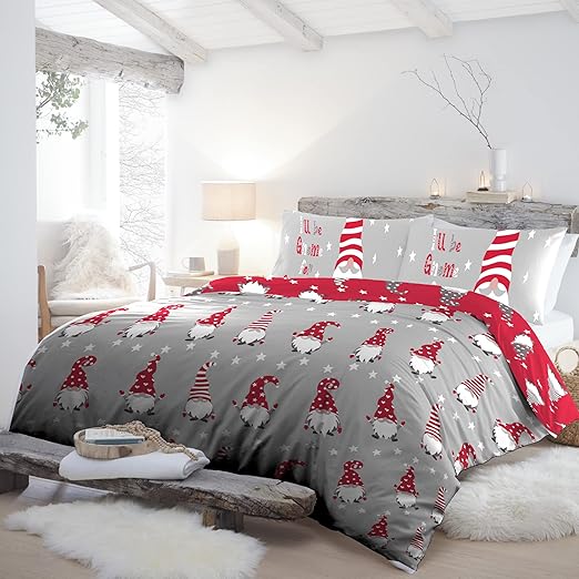 Fusion Christmas Xmas Gonks 100 Brushed Cotton Duvet Cover Set 3