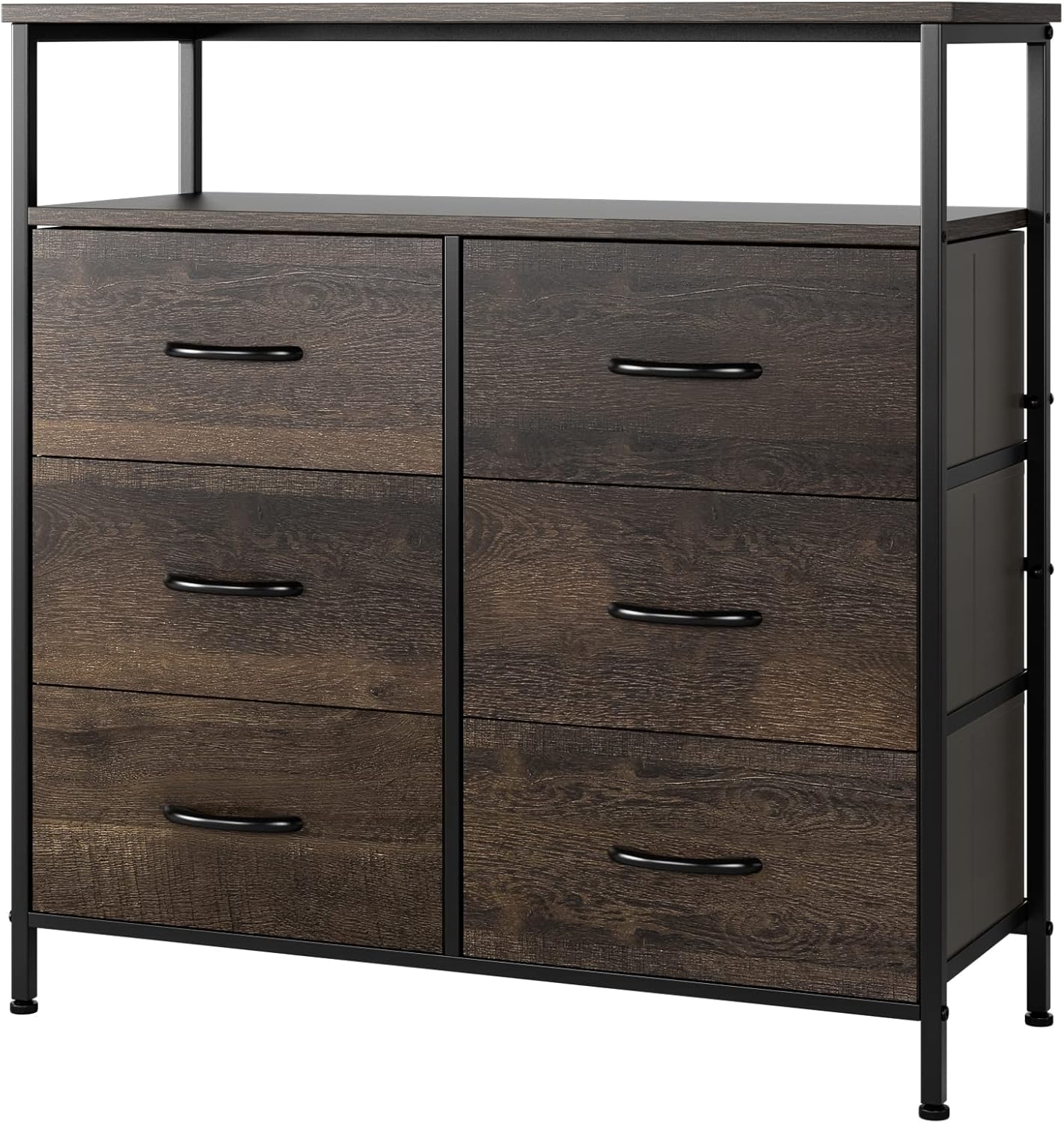 HOCSOK Chest of Drawers, 6 Fabric Drawers Dresser with Open