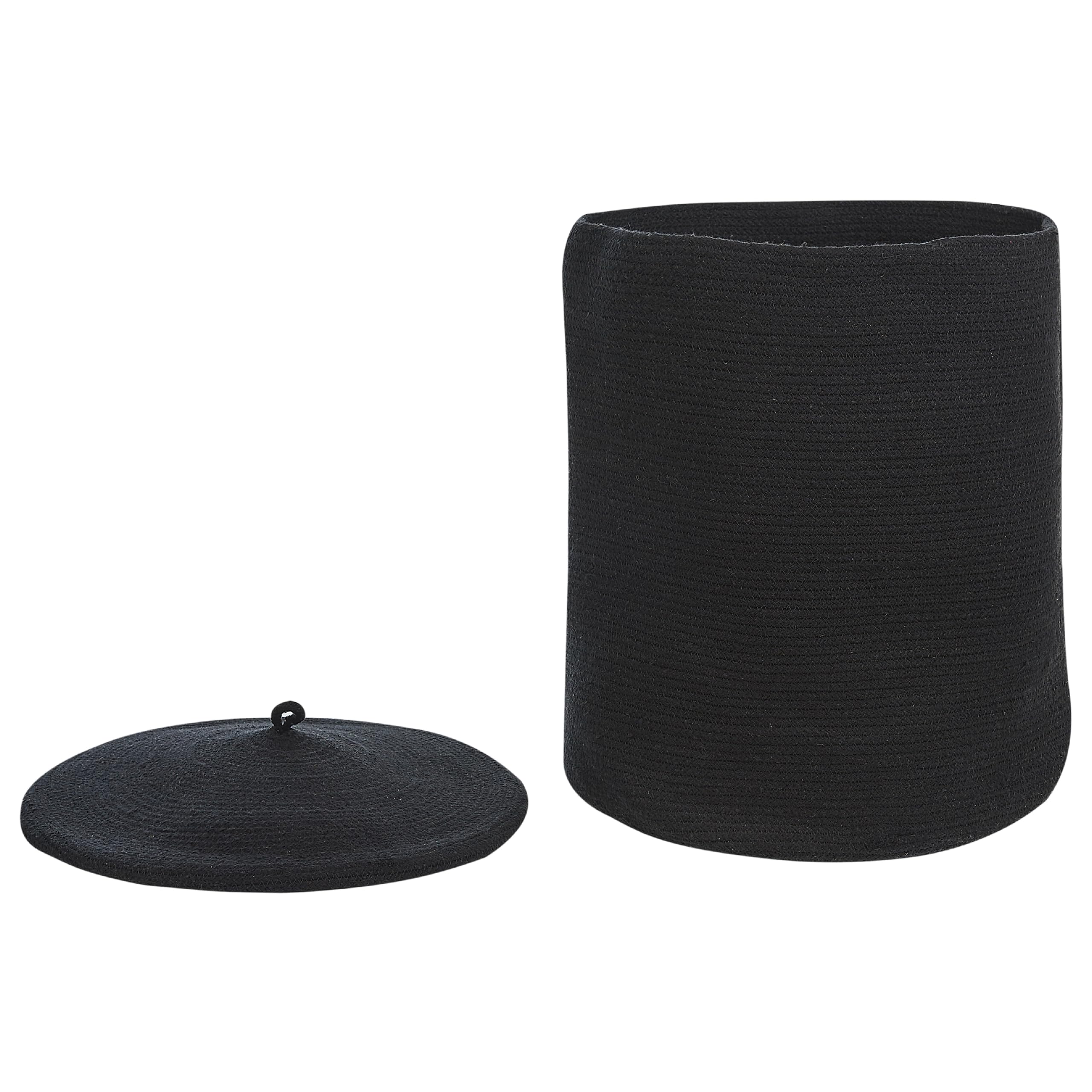 Korb Baumwolle schwarz geflochten mit Deckel Boho-Design Silopi