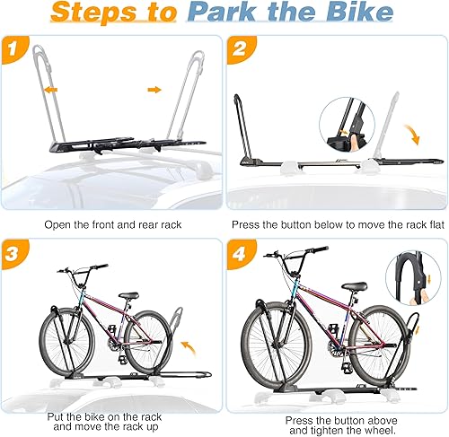 Miniatura 5 de Portabicicletas plegable y ligero con bloqueo seguro, 1 portabicicletas para coches, SUV, se adapta a ruedas de 14 a 29 pulgadas, hasta 3.5 pulgadas