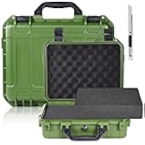 1 Pcs 11.3 x 8.7 x 4.2 Inch Waterproof Hard Case with DIY Customizable Foam Insert Portable Protective Case with Knife for Camera Drones Equipments Tools Test Instruments (Green)