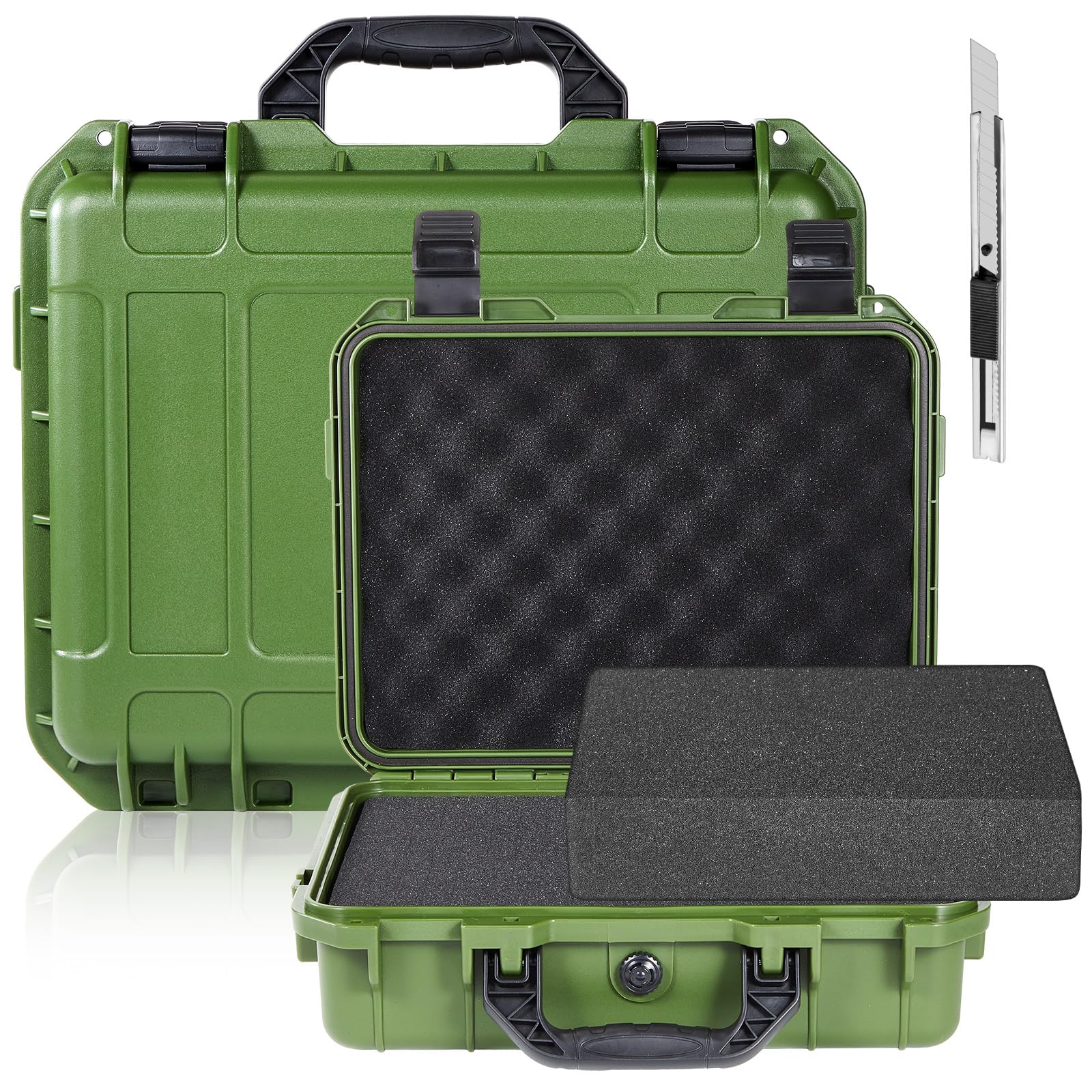 Relaxweex 8.5 x 6.5 x 3.7 Inch Hard Case, Grid Shell, Green
