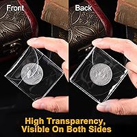 Vista 4 de Fainne 50 piezas de fundas de monedas de bolsillo individual, fundas de plástico transparentes para coleccionistas, soporte pequeño de monedas