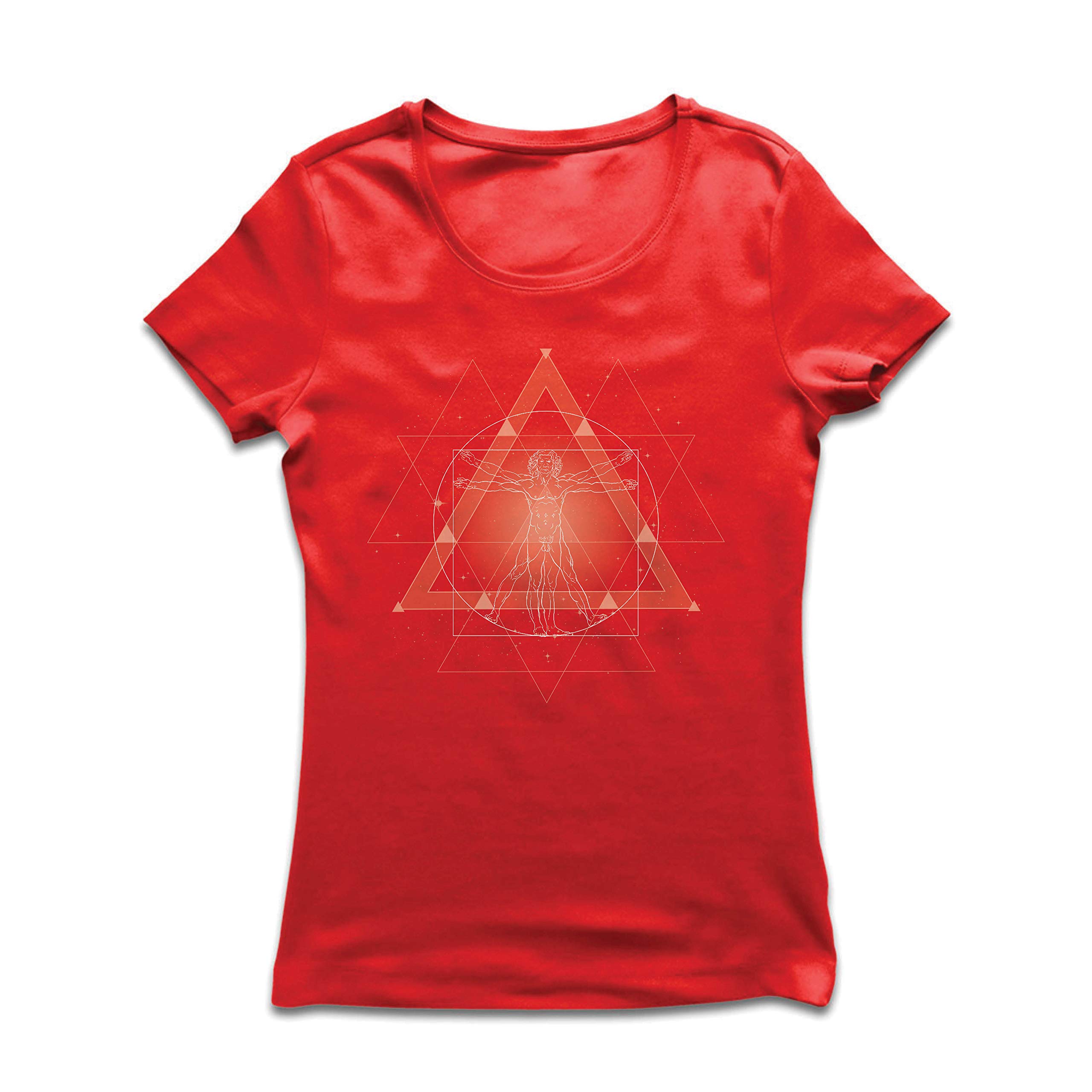 lepni.me Women's T-Shirt Divine Vitruvian Man Leonardo Da Vinci Sacred Geometry