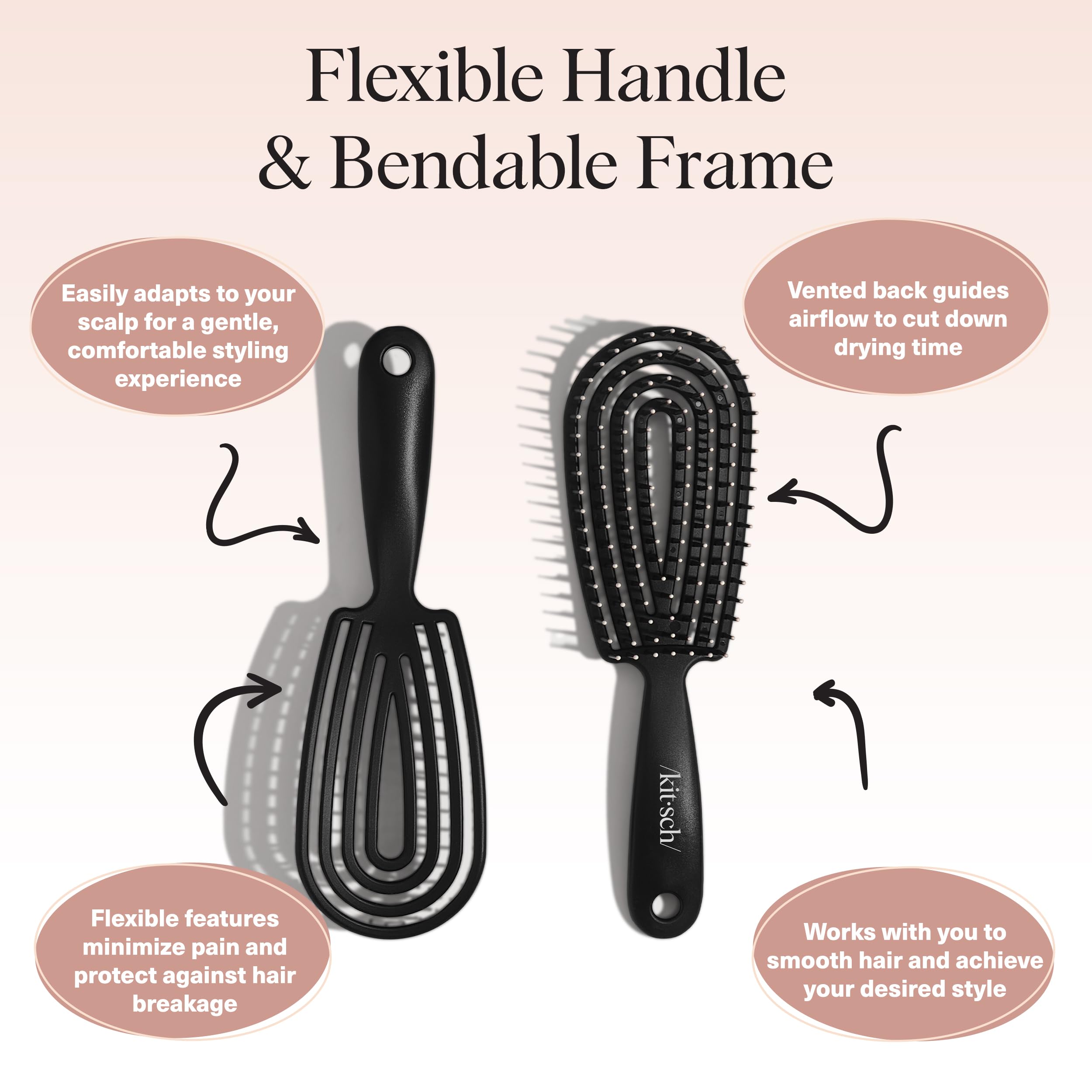 Kitsch Detangling Flexi Brush Is A Game Changer For Daily Hair Brushing! A Flexible Arch Design Allows Brush To Gently Glide Through Your Hair, Resulting In Beautiful, Healthy Strands. ☑ Bendable Brush - View #10