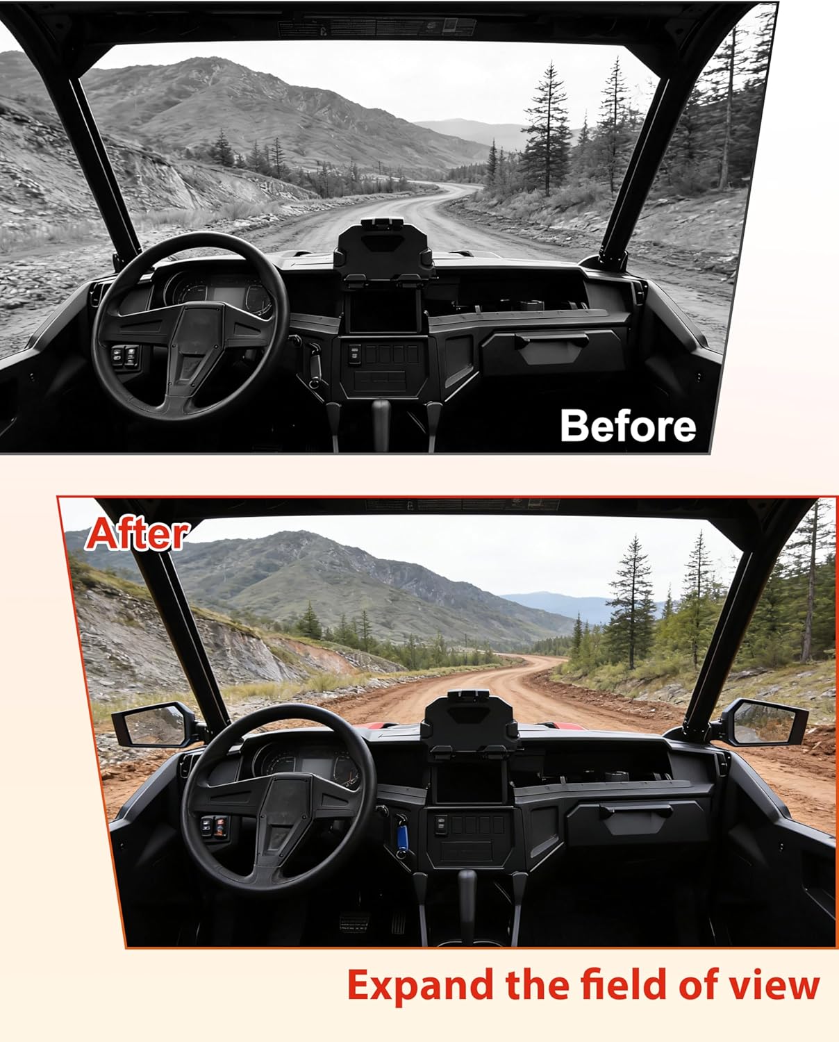 KEWISAUTO Rearview Side Mirrors for Polaris General 1000/4 1000 / XP 1000 / XP 4 1000 2016-2025 Accessories, Adjustable Clear Folding Side Mirrors for Polaris General 1000