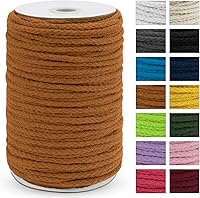 Vista 27 de JeogYong - Cuerda de macramé trenzada 5mm x 90m, cuerda de algodón trenzada de 8 hebras natural, cuerda de cordón de dibujo colorida para colgar