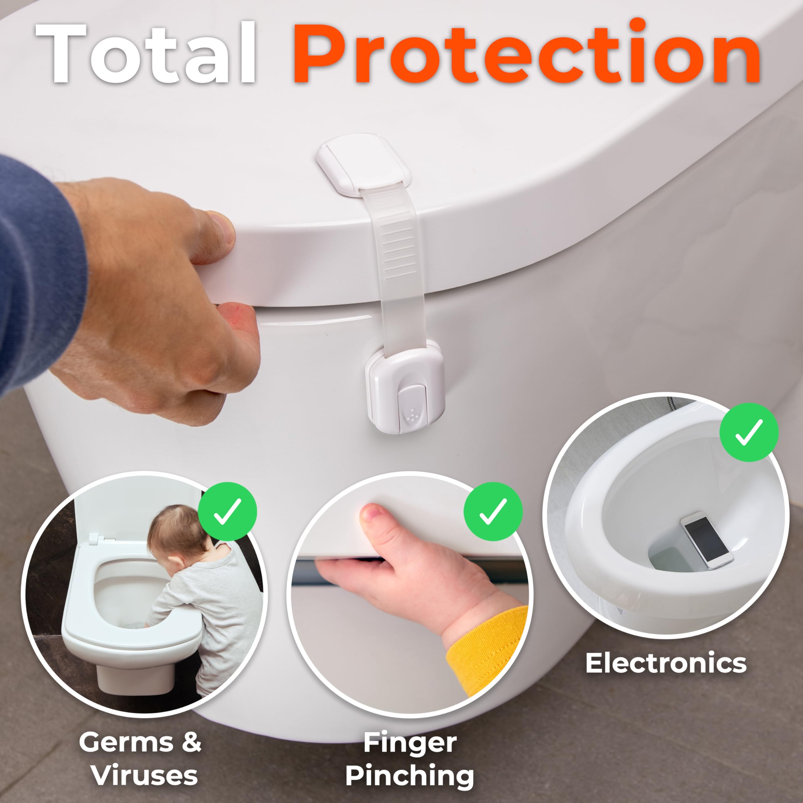2-Pack Toilet Locks Baby Proof - Toilet Seat Locks for Toddlers with Adhesive - Toilet Latches Child Safety - No Tools Required