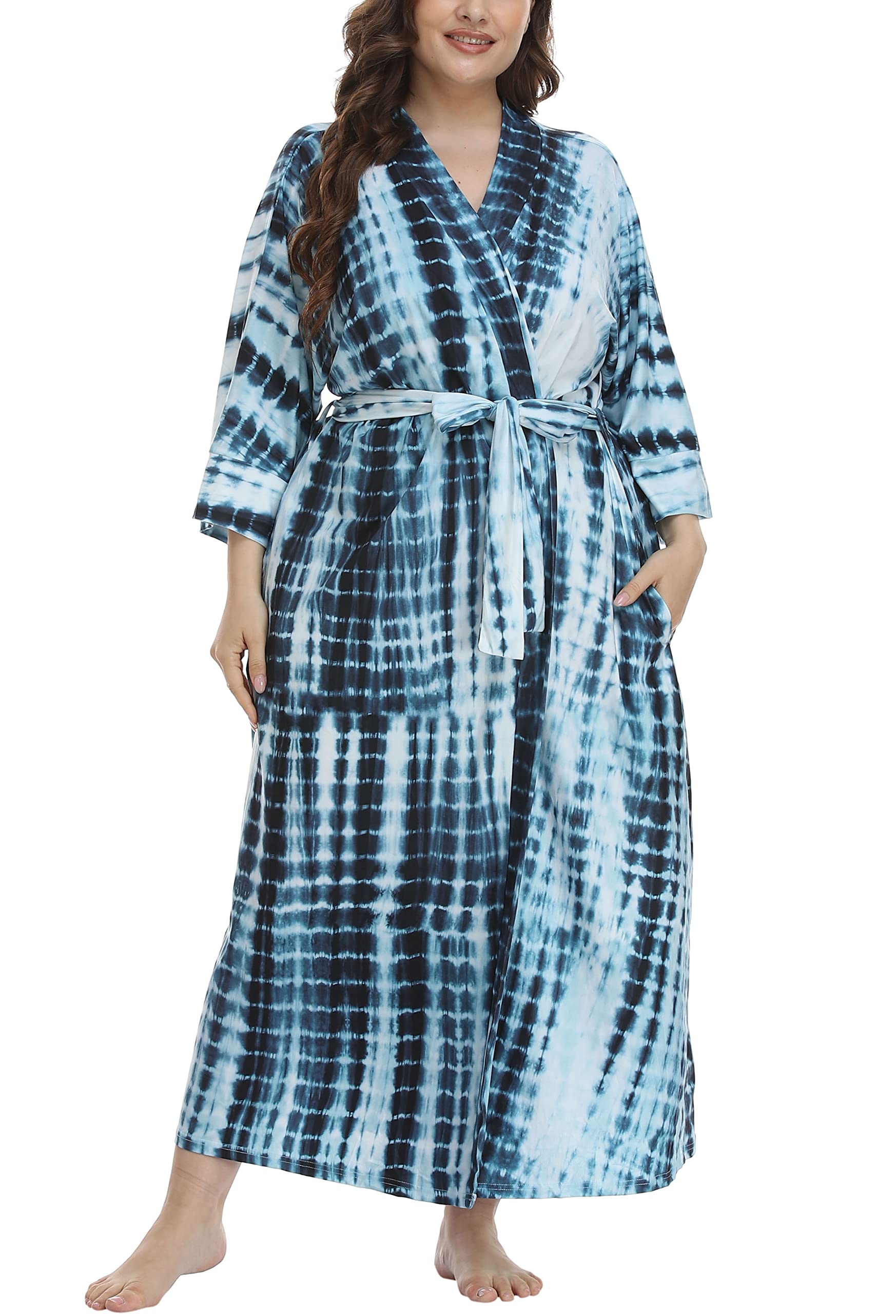 Women Kimono Robe Plus Size Long Sleepwear Knit