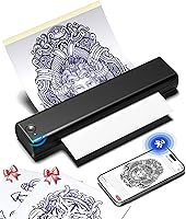 Vista 1 de Phomemo Impresora de plantilla de tatuaje, impresora térmica inalámbrica M08F con 10 piezas de papel de transferencia, compatible