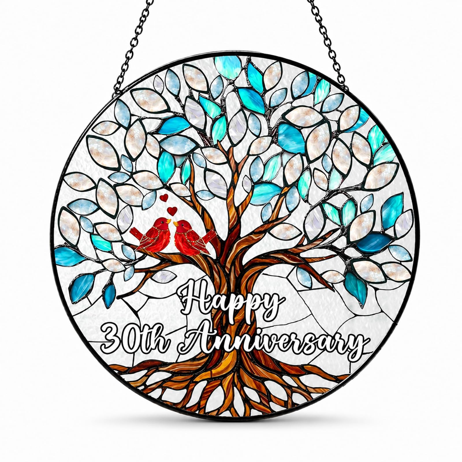 30th Pearl Wedding Anniversary Suncatcher, 30th Wedding Anniversary Suncatchers for Windows, Hanging Window Ornament, for Wedding Decor