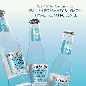 Fever-Tree Mediterranean Tonic Water Premium Mixer for Cocktails and Mocktails, 6.8 fl oz Bottles, Pack of 24 Naturally Sourced, Non-GMO