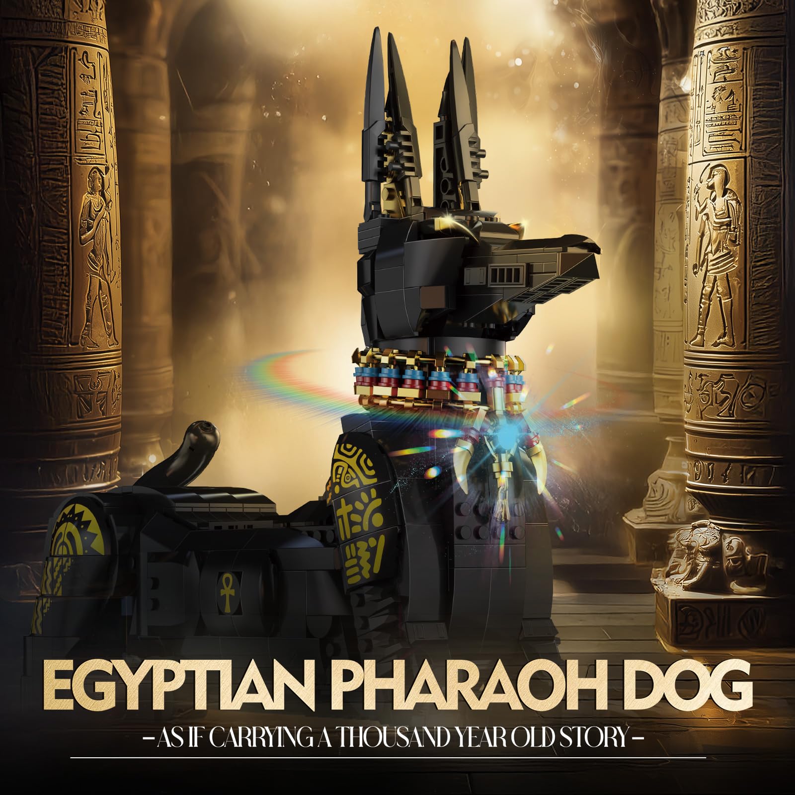 Brihappen Egyptian Pharaoh Dog Building Set for Adults Boys Girls Ancient Egyptian Animal Building Blocks Model - Image 4