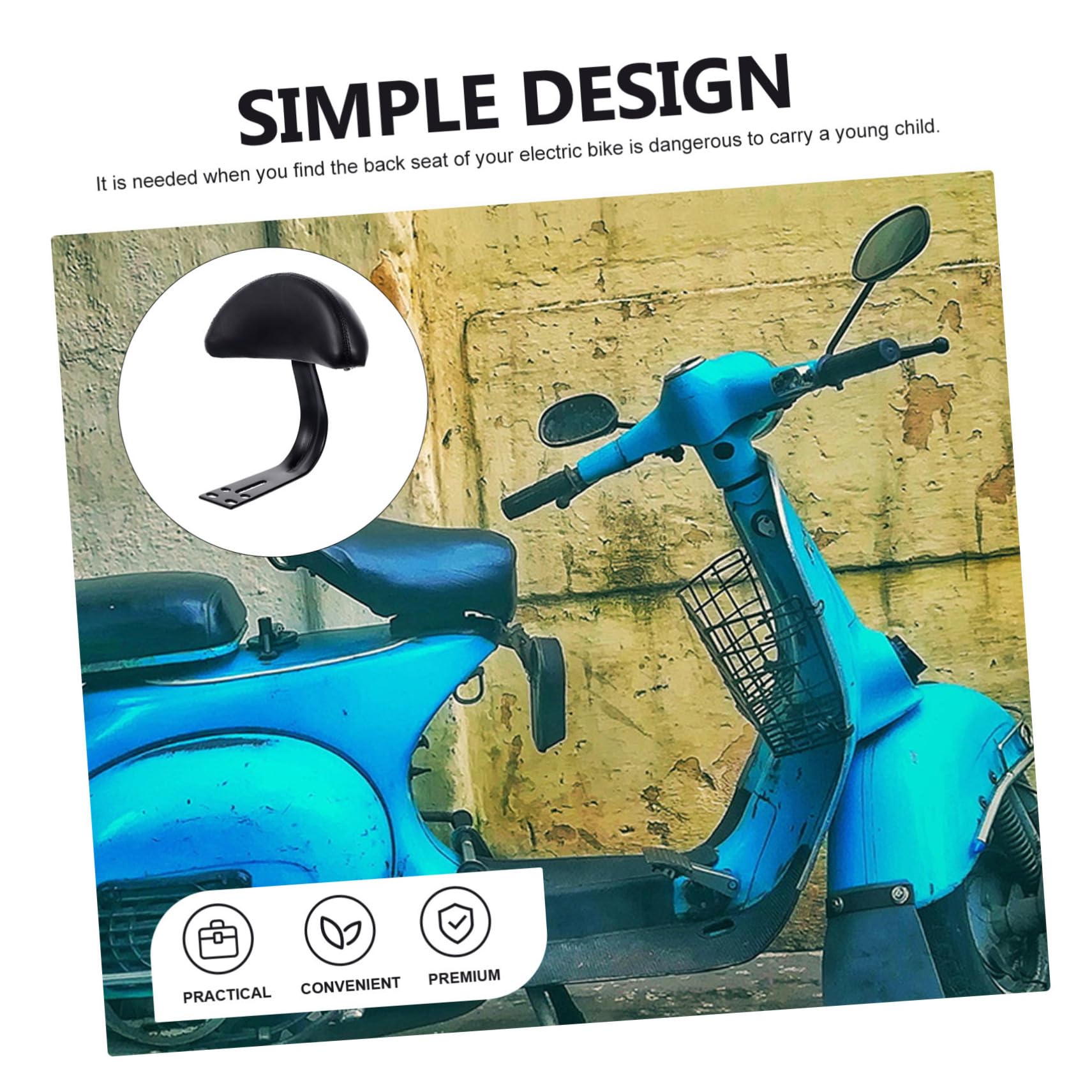 WOONEKY 1pezzi Schienale Posteriore per Bicicletta Poggiapiedi per Ragazzo Ragazza Ragazza Facile Installazione Robusto e Durevole Leggero Sicuro per Pedalata