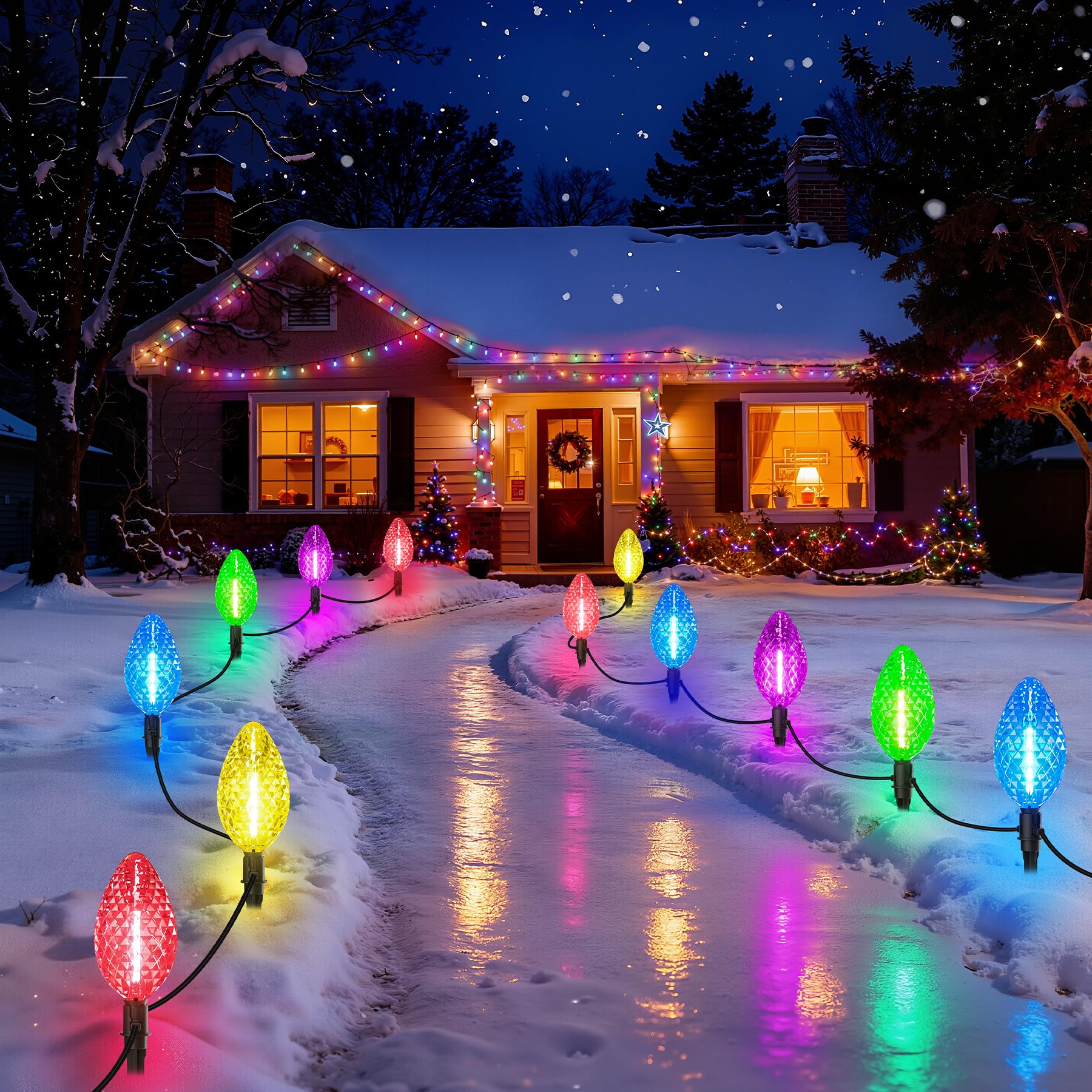 Zuske Strawberry Jumbo C9 Christmas Pathway Lights, 12.5M
