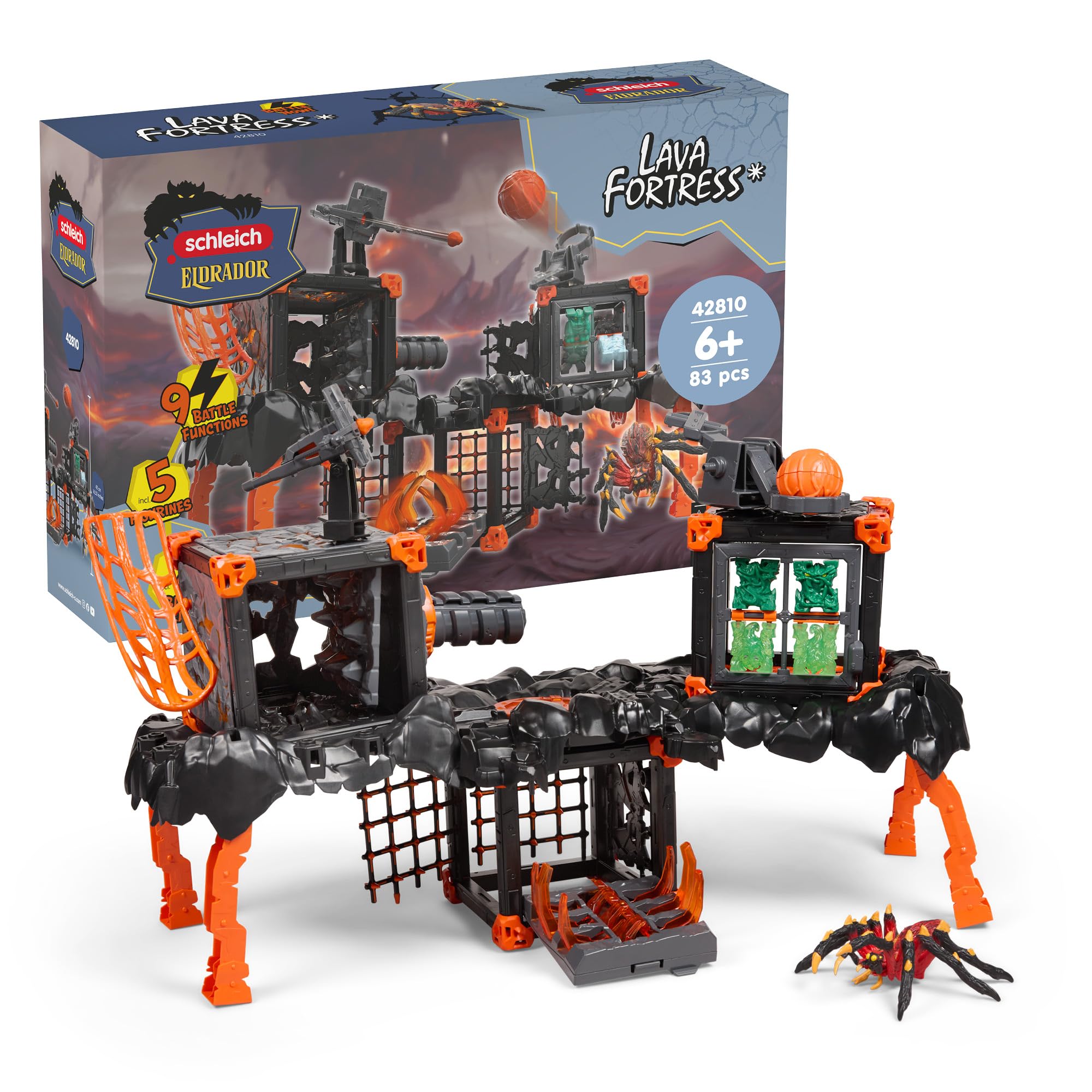 Schleich Eldrador - 83Pc Lava Fortress Playset - Kids Ages 7+ | 42810