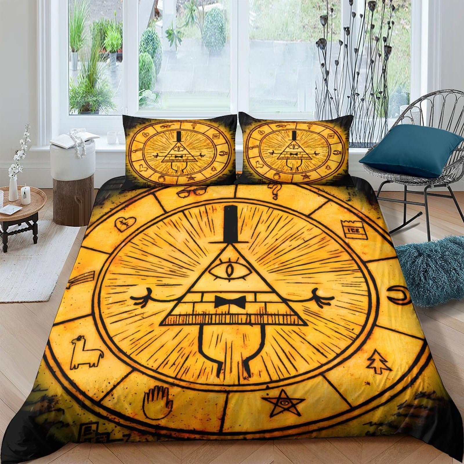 Ctjqhvkz Style-10 3D Printed Mystery Pyramid Fitted Sheet Microfiber Soft Zodiac Symbol Mattress Cover Bedroom Decor Single（135X200cm）
