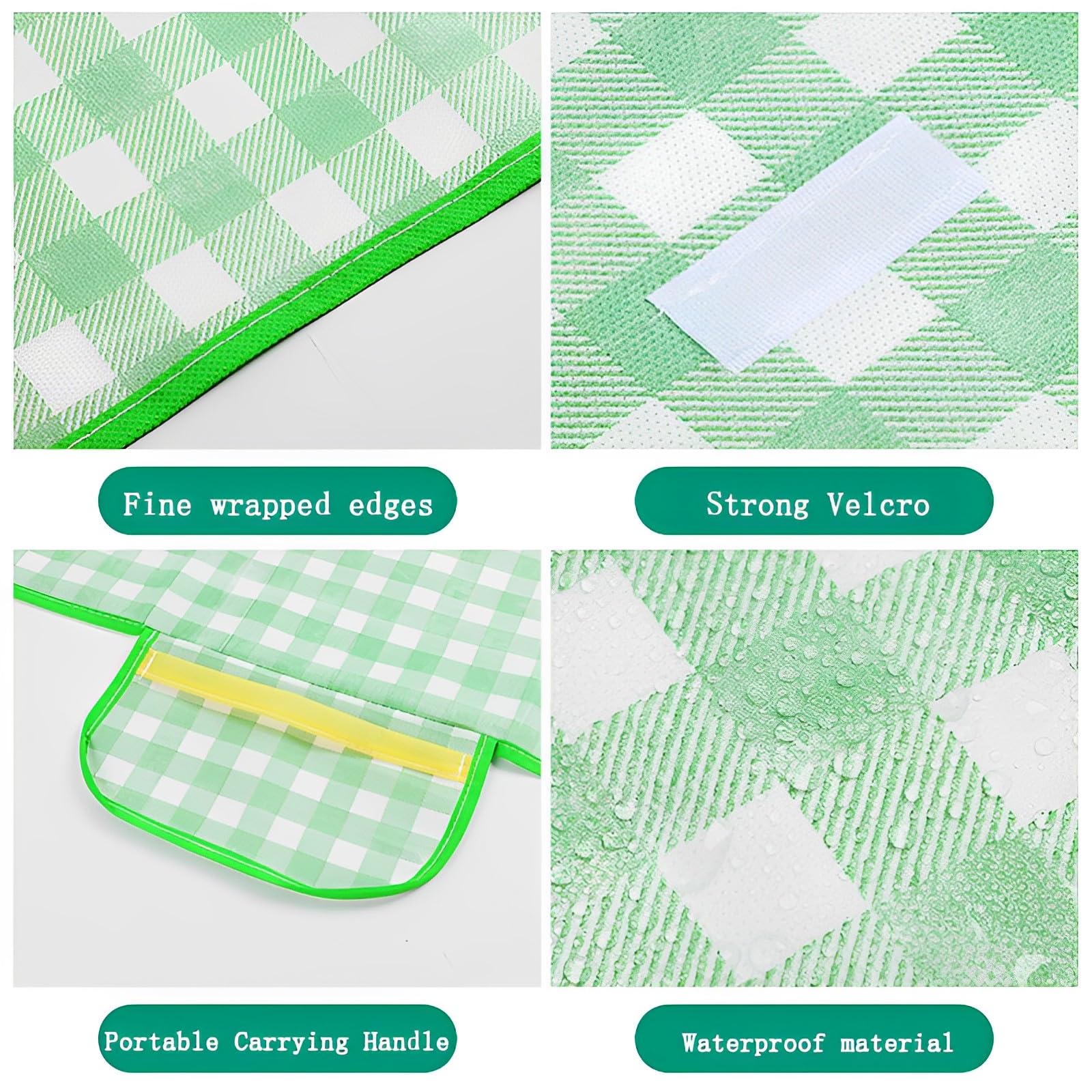 Couverture De Pique-nique VonShef - Vert à Chevrons - Grande Taille - Imperméable