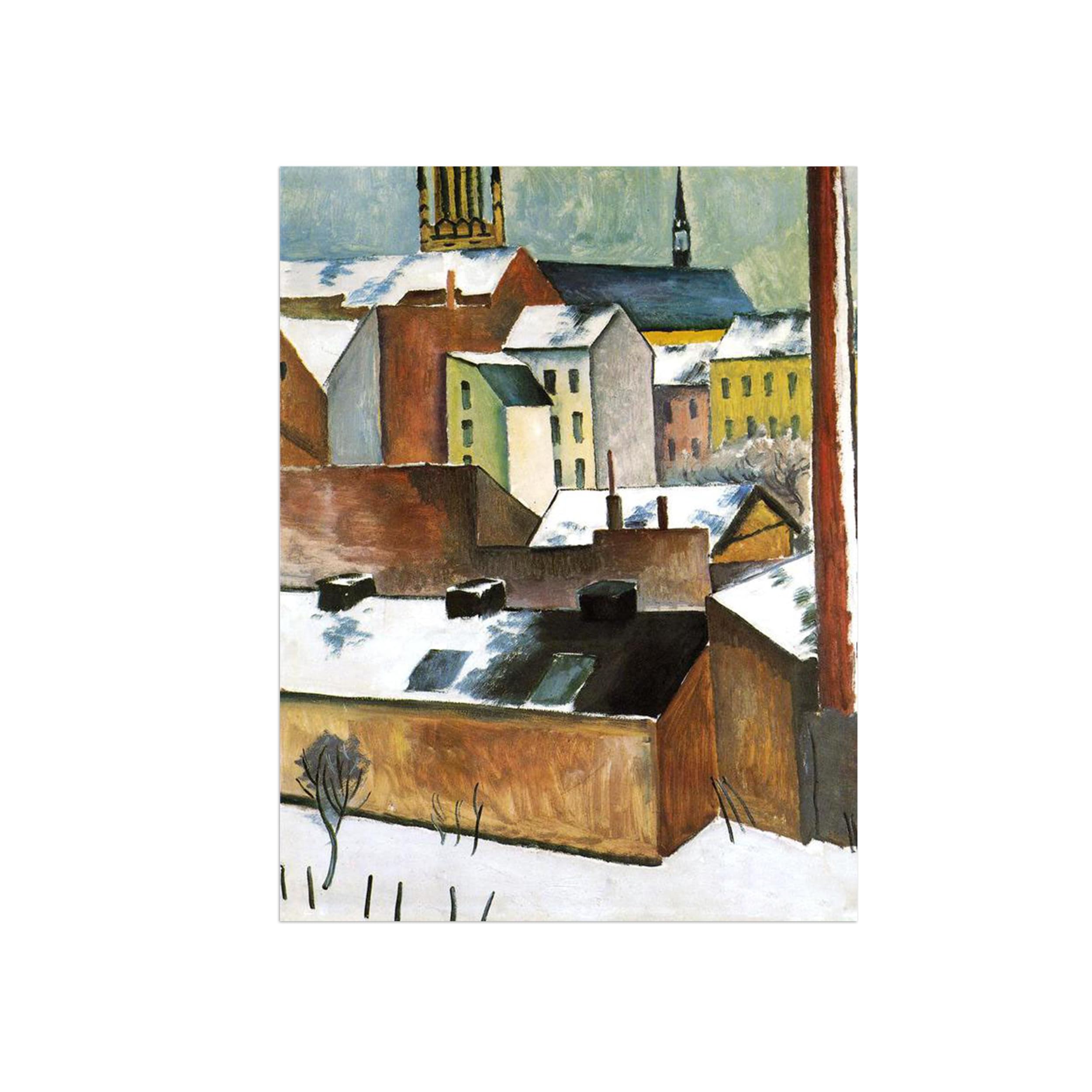 Sdyskkug Unframed August Macke Famous Wall Art For Living Room. House In Snow. Canvas Artwork Picture. Prints Reproduction Modern Home Decor 65X50cm