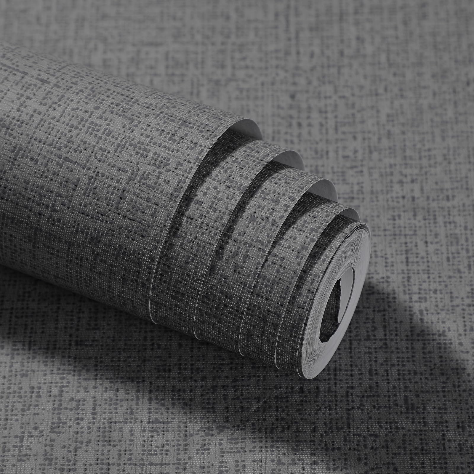 Anttyscar Grey Thick Linen Textured Fabric Effect Wallpaper, Mix Plain Wallpaper Roll, Hessian Wallpapers, Minimalist Feature Decoration for Living Room Bedroom Hallway โ image 1