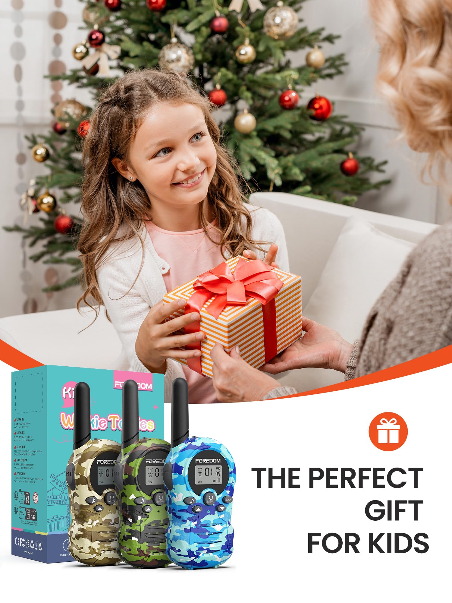 FOREDOM Walkie Talkies for Kids Walkie Talkies Long Range for Boys & Girls Age 3 to 12 Year Old Birthday Cool Army Toys - 3 Pack - Image 6