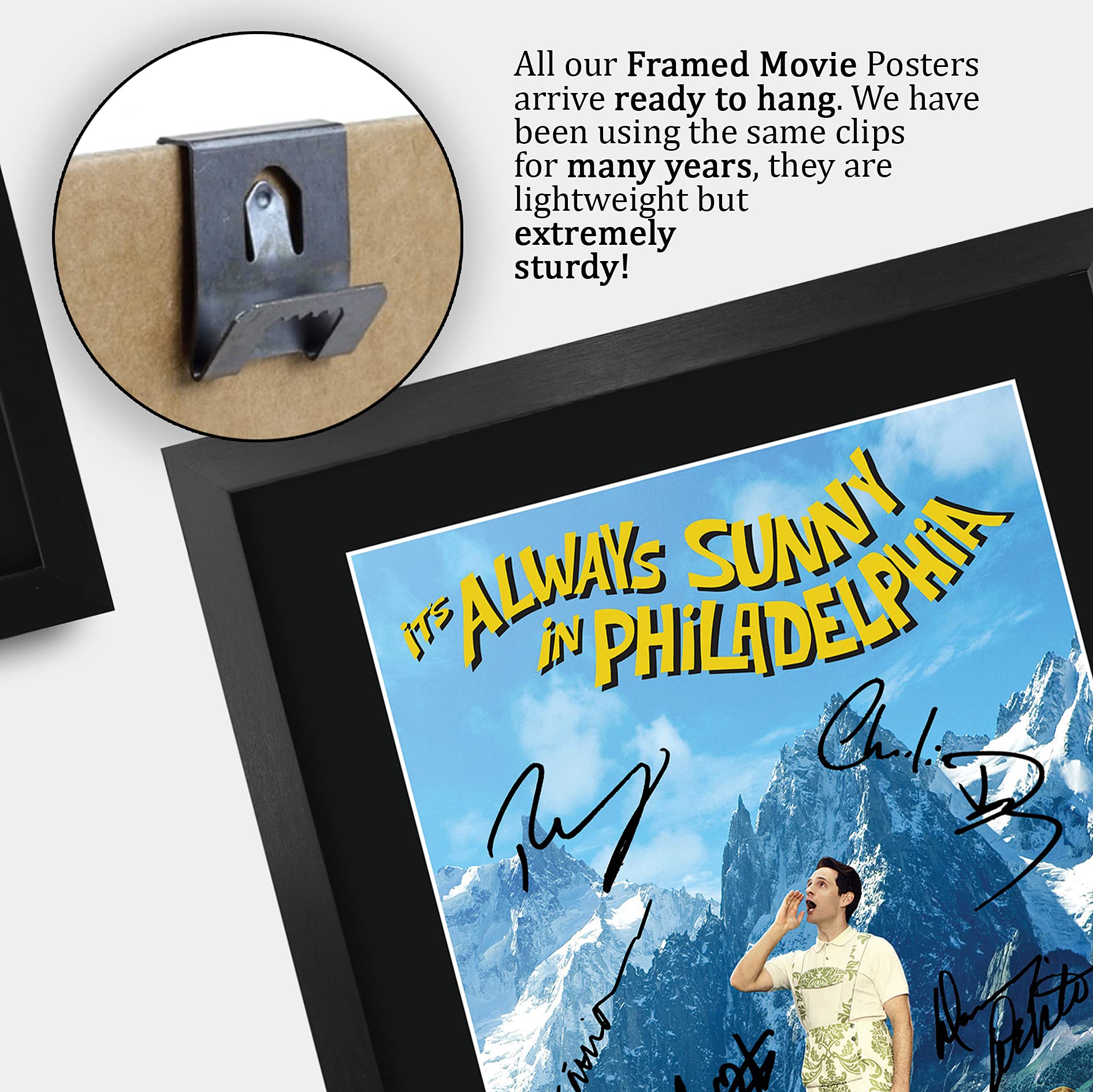 HWC Trading Poster della serie TV Its Always Sunny In Philadelphia - Il cast autografato da 40,6 x 30,5 cm, con cornice, regalo stampato con cornice, 40,6 x 30,5 cm