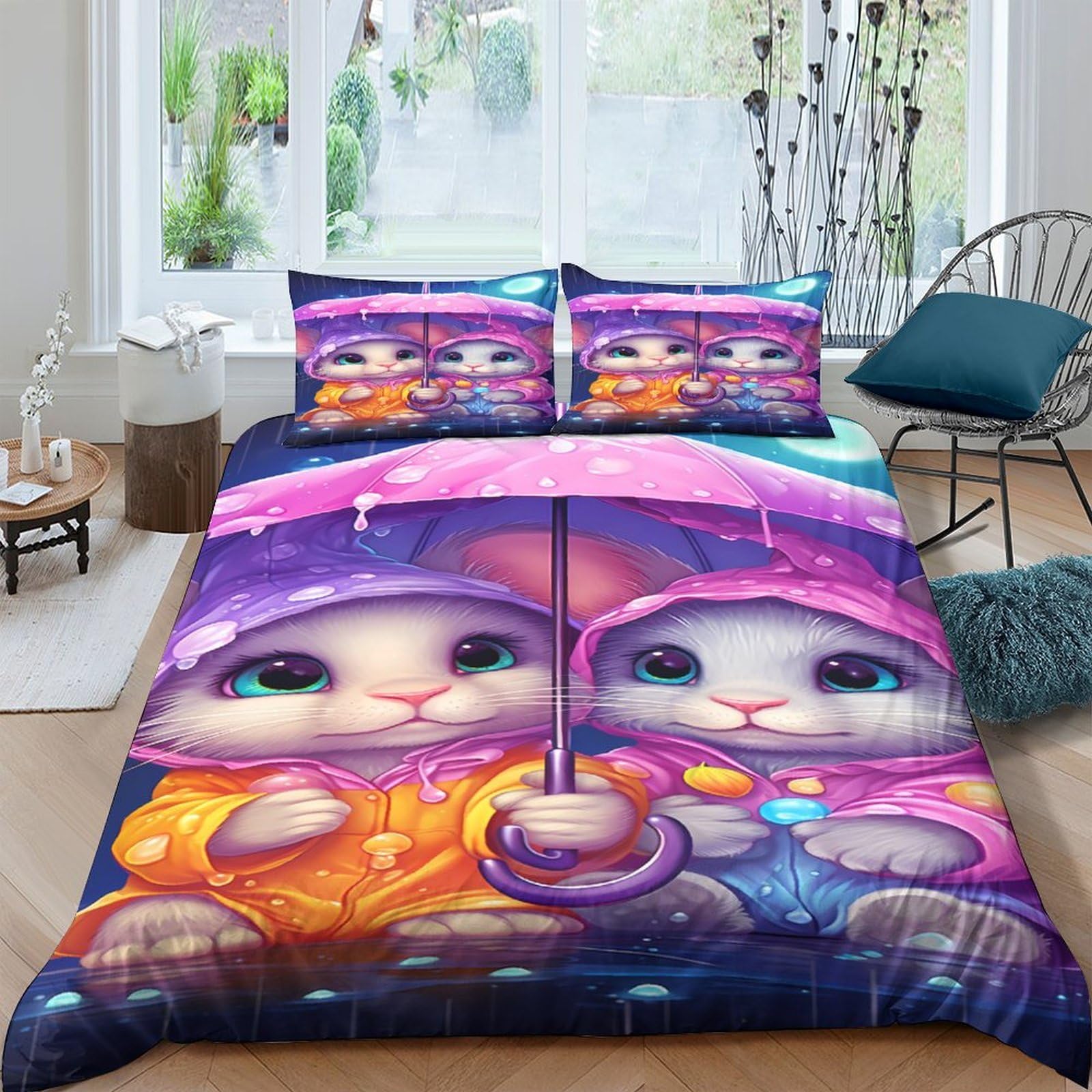 Ctjqhvkz Style-9 3D Printed Cartoon Cat Fitted Sheet Microfiber Soft Colorful Umbrella Mattress Cover For Bedroom Dorm Decor Single（135X200cm）
