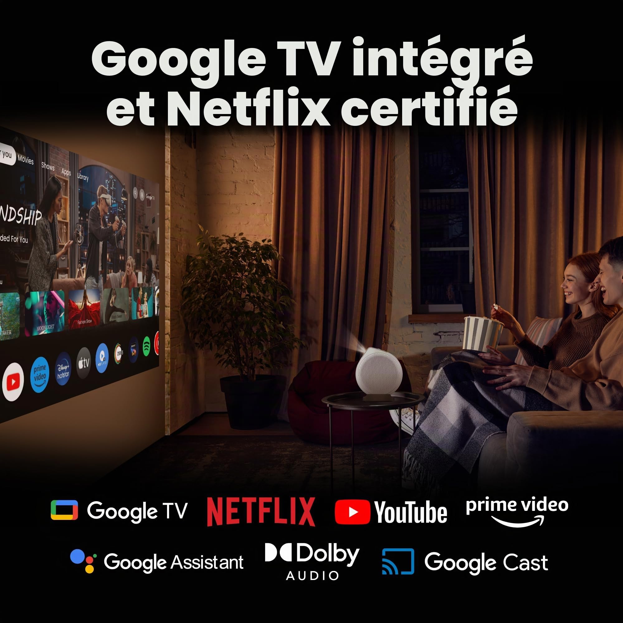 BenQ GV32 Vidéoprojecteur Plafond Portable 1080p, 500 lumens, Google TV