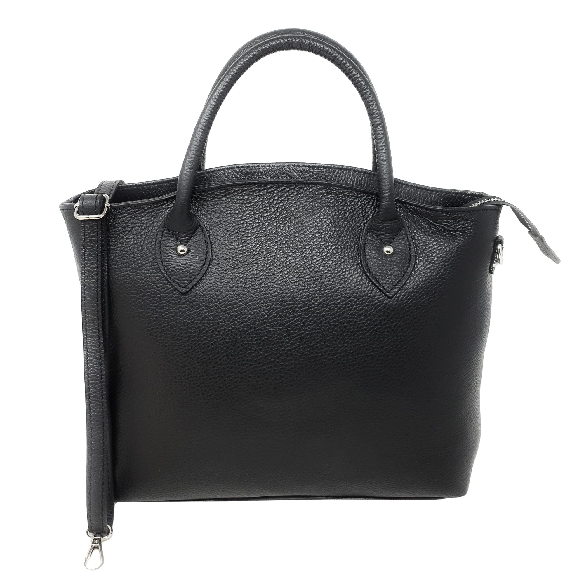 Chicca Borse Handbag Borsa a Mano da Donna in Vera Pelle Made in Italy - 35x28x11 Cm
