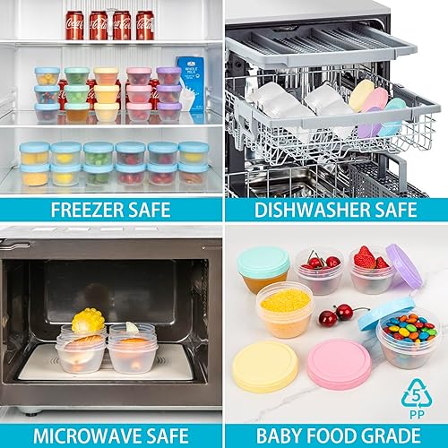 Miniatura 4 de Recipientes pequeños de alimentos con tapas para bebés y niños pequeños, paquete de 15 unidades, fácil de abrir, ultra gruesos, reutilizables, caja