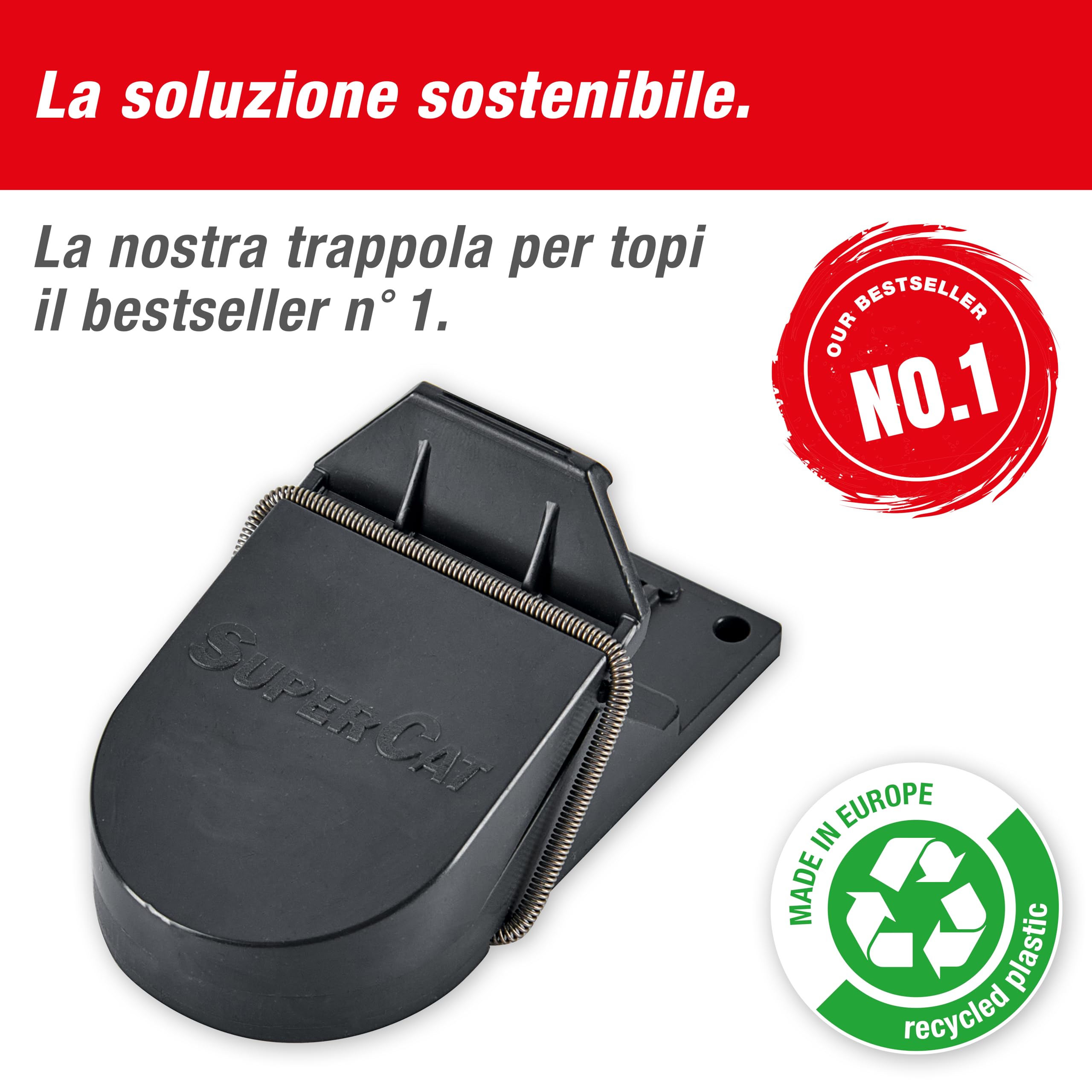 SWISSINNO Trappola per Topi SuperCat: Efficiente e Riutilizzabile con esca alimentare atossica. Pronta all'Uso interno e esterno. Sicura per bambini e animali domestici. Made in Europa: 8 trappole