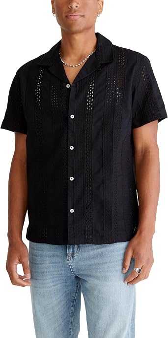 AEROPOSTALE Mens Short Sleeve Textured Eyelet Shirt