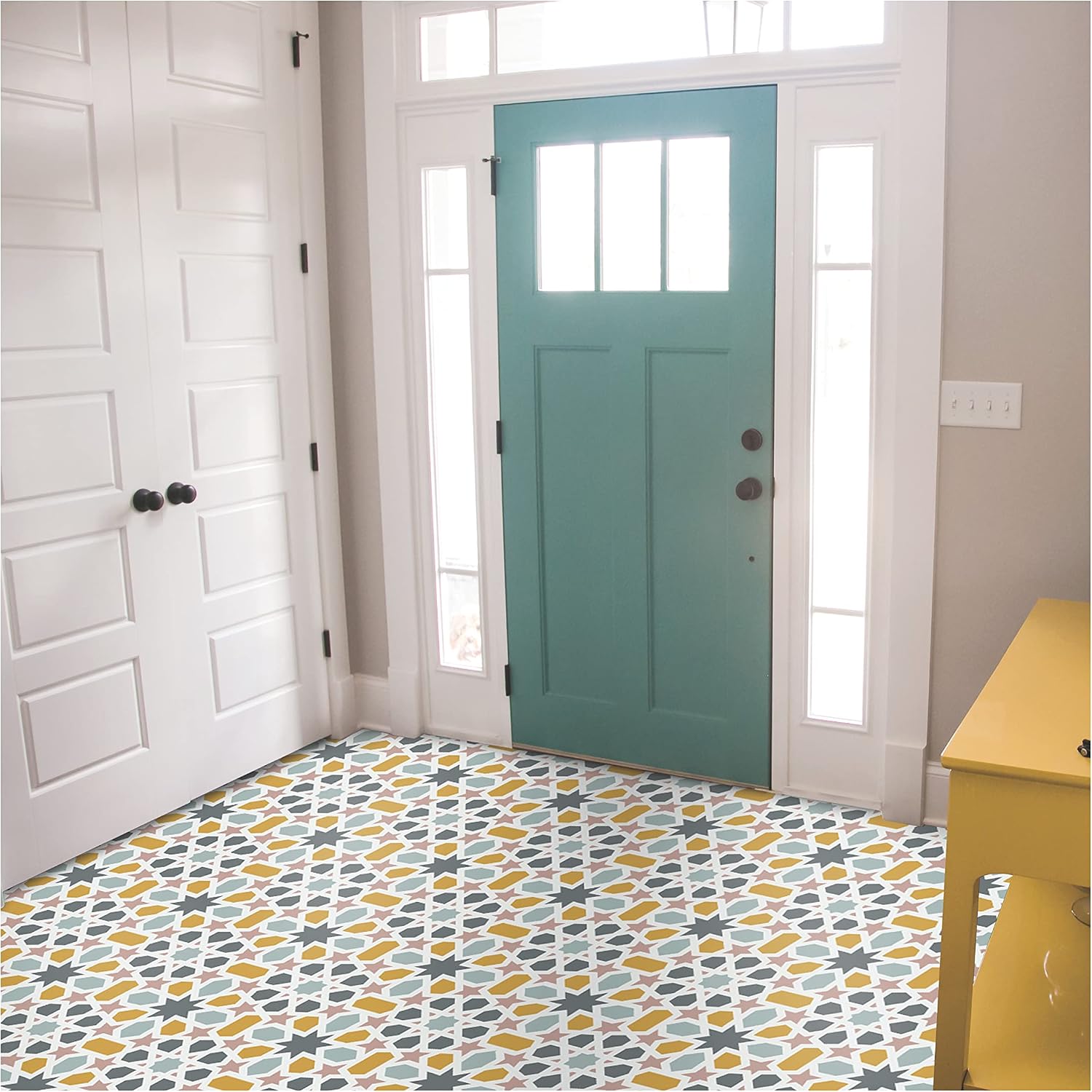 RoomMates FT4608BX Calliope Colorful Moroccan Peel and Stick Floor Tile