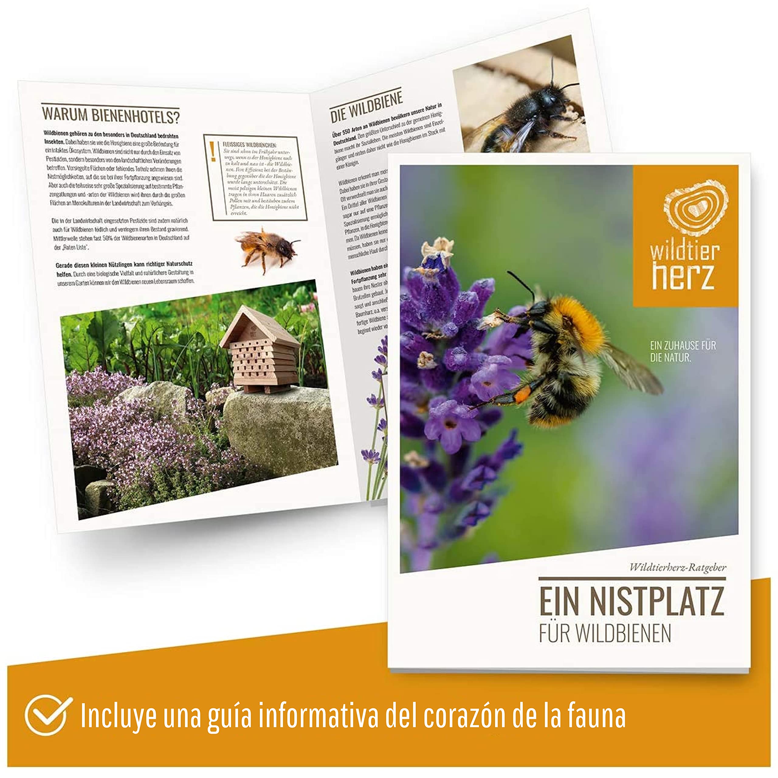 wildtier herz I Hotel Abejas - Cajas de Insectos para Abejas, Hotel de Insectos Madera, Refugio para Insectos