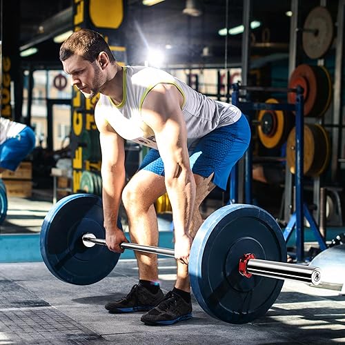 Miniatura 6 de Barra olímpica para entrenamiento de fuerza, barra cromada roscada para levantamiento de pesas, empujes de cadera, sentadillas y estocadas