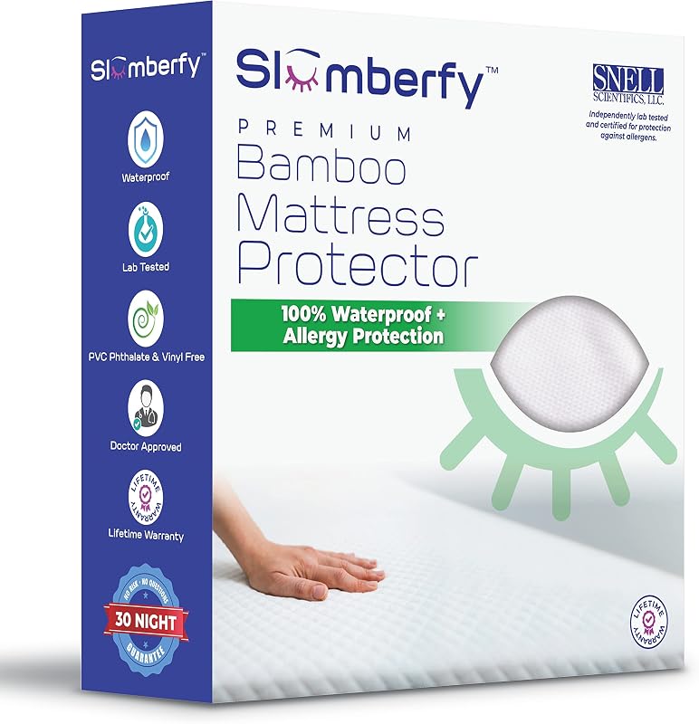 Waterproof King Mattress Protector | Viscose from Bamboo | Hypoallergenic Mattress Cover with Natural, Breathable Jacquard Fabric – 76x80 Inches