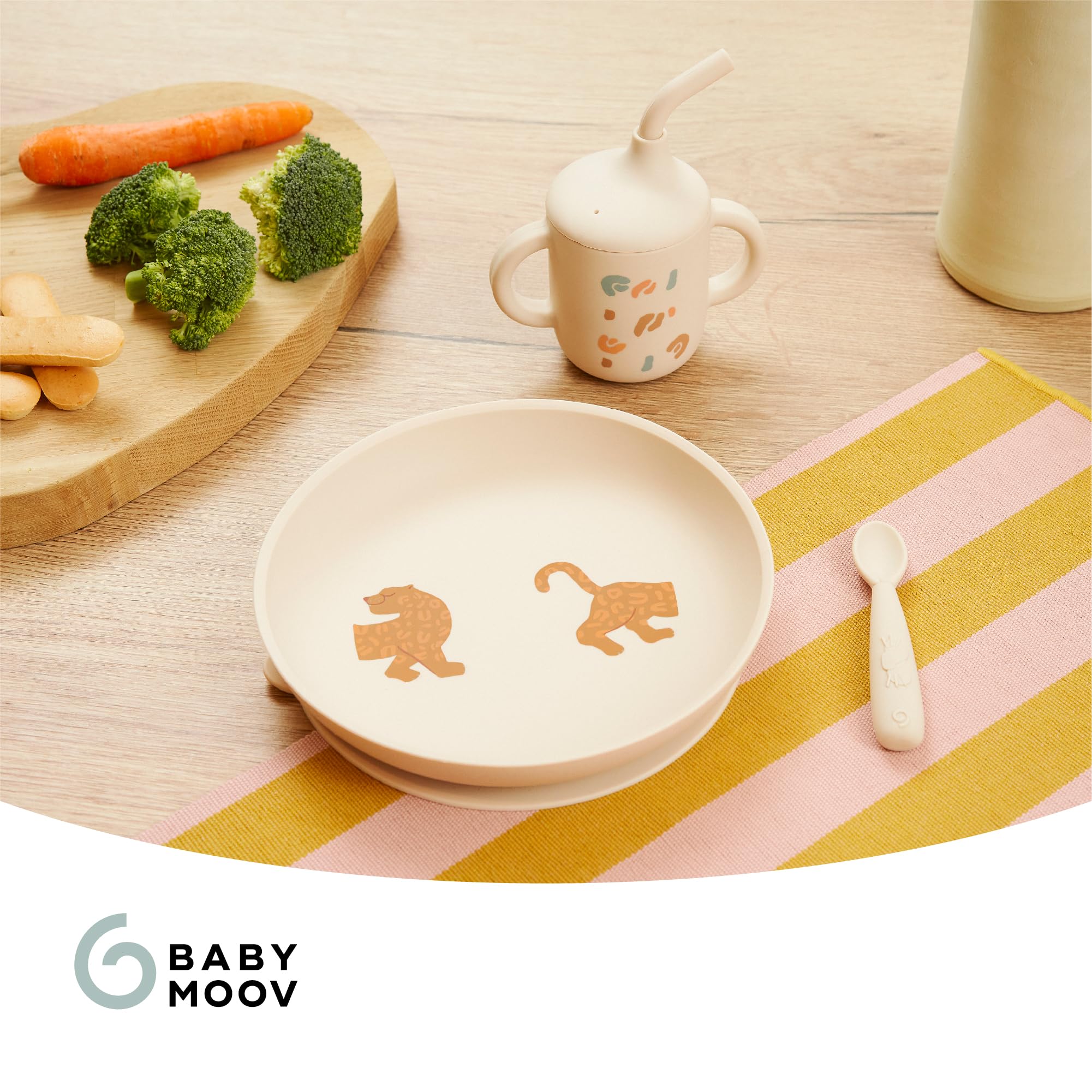 Babymoov Coffret Repas Bébé Comme Un Grand - Dès 9 Mois - Assiette Bébé, 1 Cuillère, Gobelet Bebe - Vaisselle Bébé Diversification Alimentaire - Développé avec Ergothérapeute, Little Roar