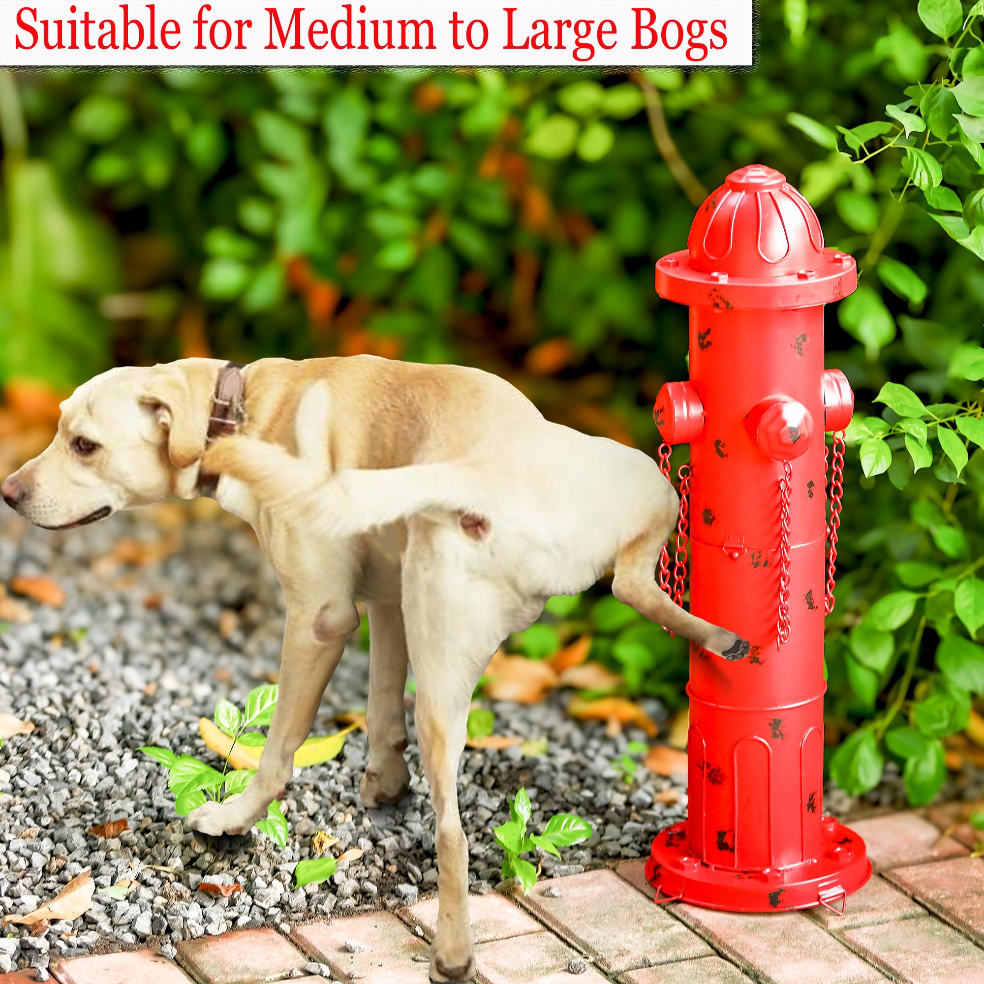 24" H Metal Fire Hydrant for Dogs to Pee On, Dog Fire Hydrant Pee Post  Pubby Training Outdoor Garden Yard Statue, Antique Red