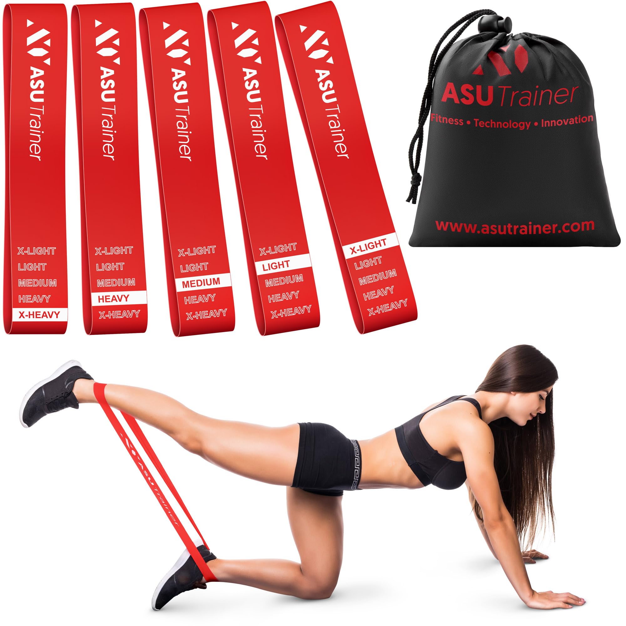 Loop Resistance Bands, 5 Exercise Bands, 5–40 lb, Boosting Workout Equipment Made of Durubbex, Resistance Bands for Working Out, Inner Thigh Exercise Equipment, Fitness & Workout Bands