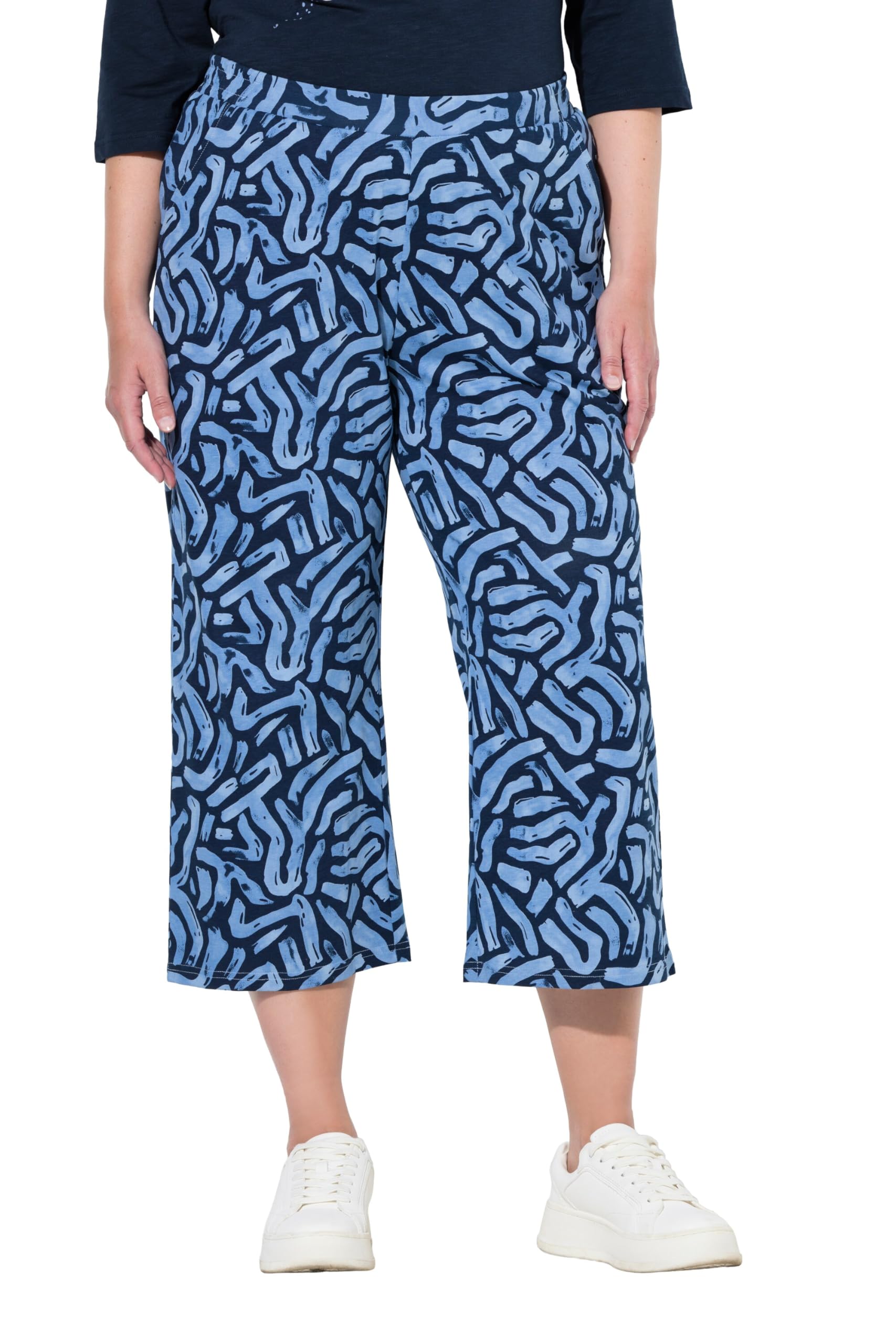 Ulla Popken Damen große Größen Übergrößen Plus Size Jersey-Culotte, weites Bein, Knielang, Biobaumwolle 845637