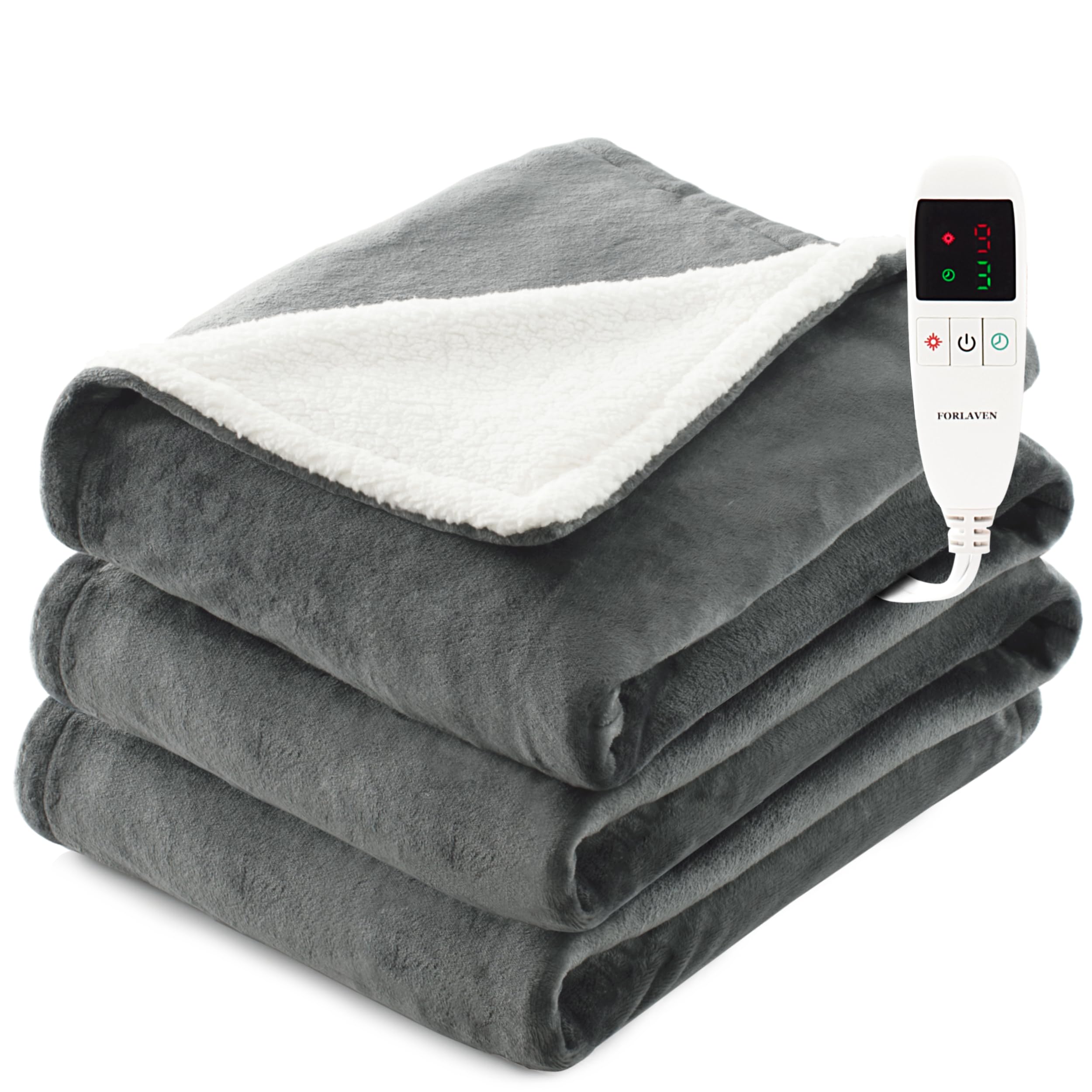 電気毛布 掛け敷兼用 大判190×130cm 表フランネル/裏シープボア グレー Amazon.co.jp : Forlaven 電気毛布 掛け敷兼用 大判190×130cm 表
