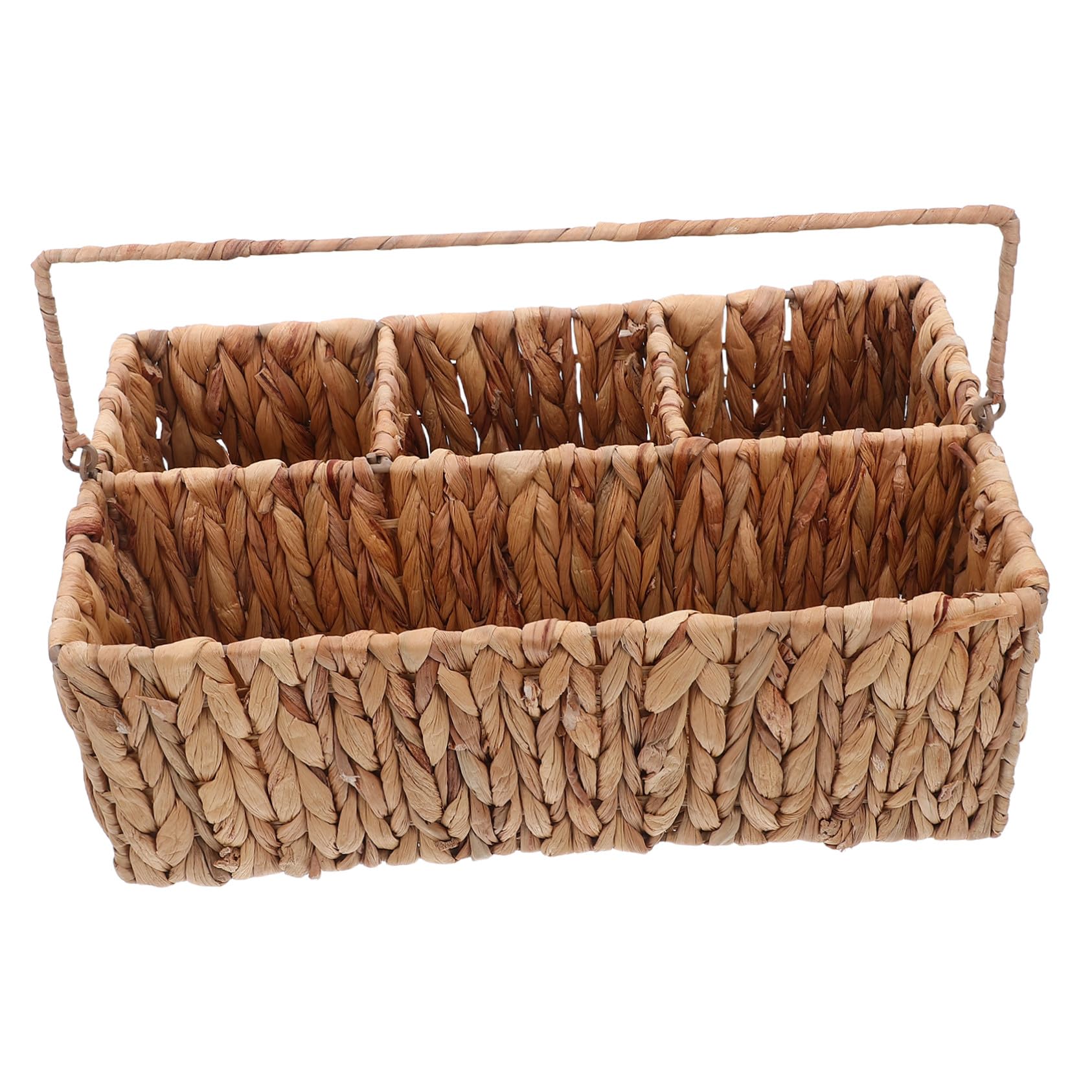 ULTECHNOVO Cesta De Almacenamiento De Mano Tejida De Paja Canasta Cestos Almacenaje Soporte De Cubiertos Cesta De Almacenamiento Tejido a Mano Light Brown