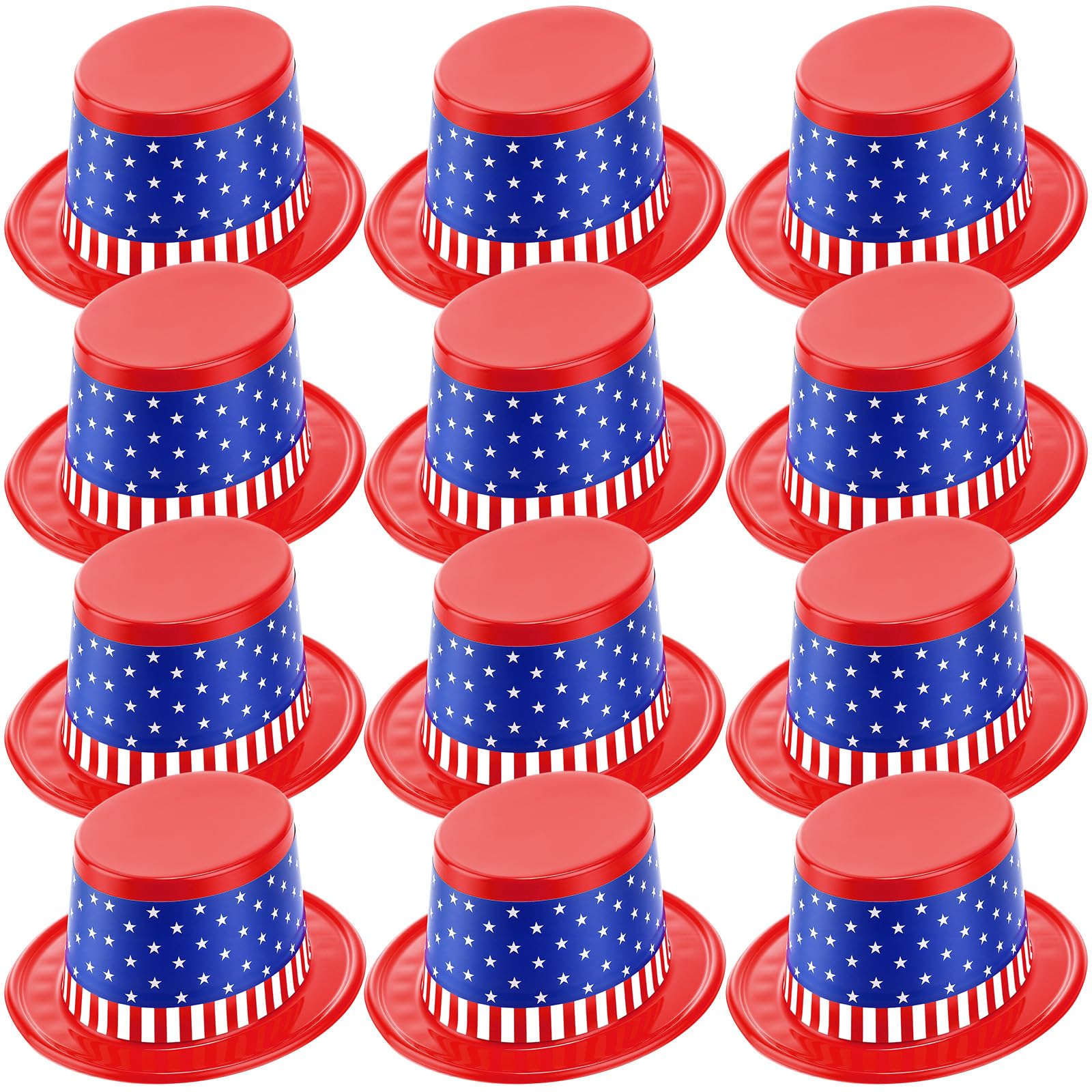 Shyyween American Flag Plastic Hats Patriotic 4th of July USA Party Accessories Red White and Blue Hats for Independence Day