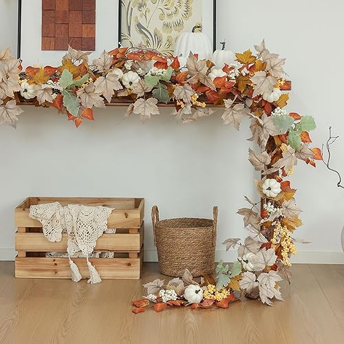 Miniatura 4 de MIZII Decoración de Otoño Artificial Hojas de Arce y Calabaza Guirnalda 1.83m Vidrieras de Otoño Artificiales Guirnalda para Acción de Gracias,