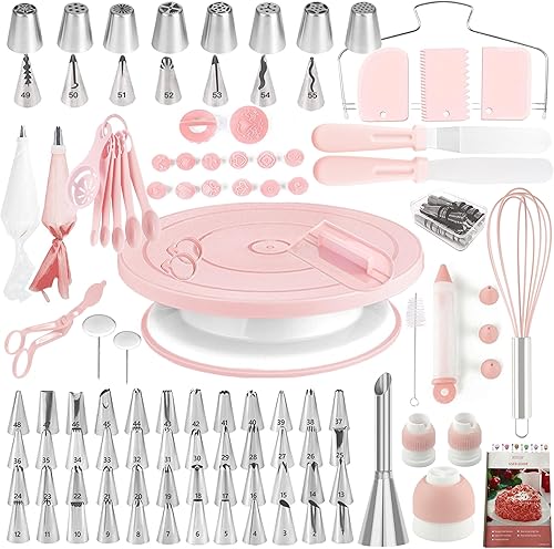 Miniatura 8 de Kit de decoración de pasteles, 137 piezas de suministros de decoración de pasteles con tocadiscos para decorar, bolsa de pastelería, puntas de