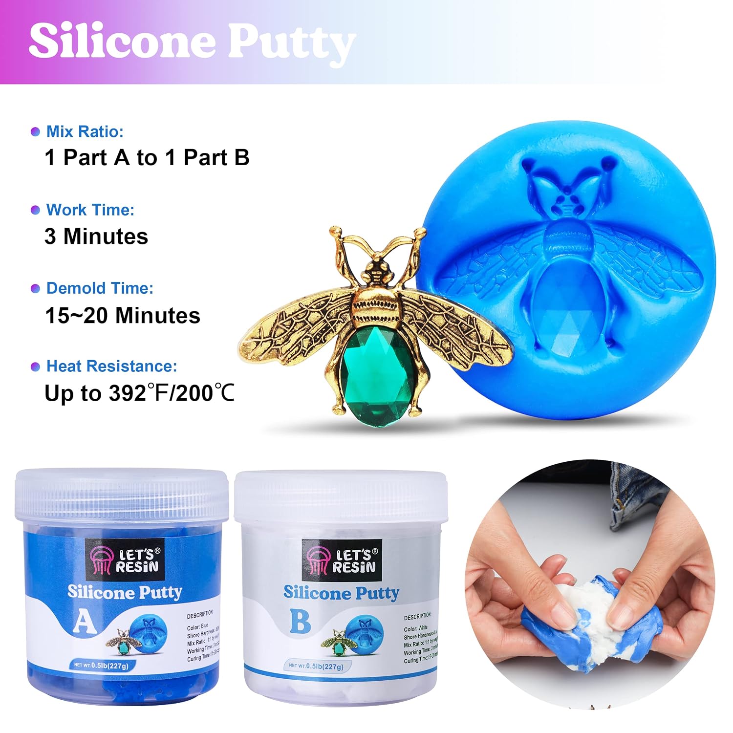 Bundle Set of 15A Silicone Mold Making Trial Kit and 40A Silicone Putty