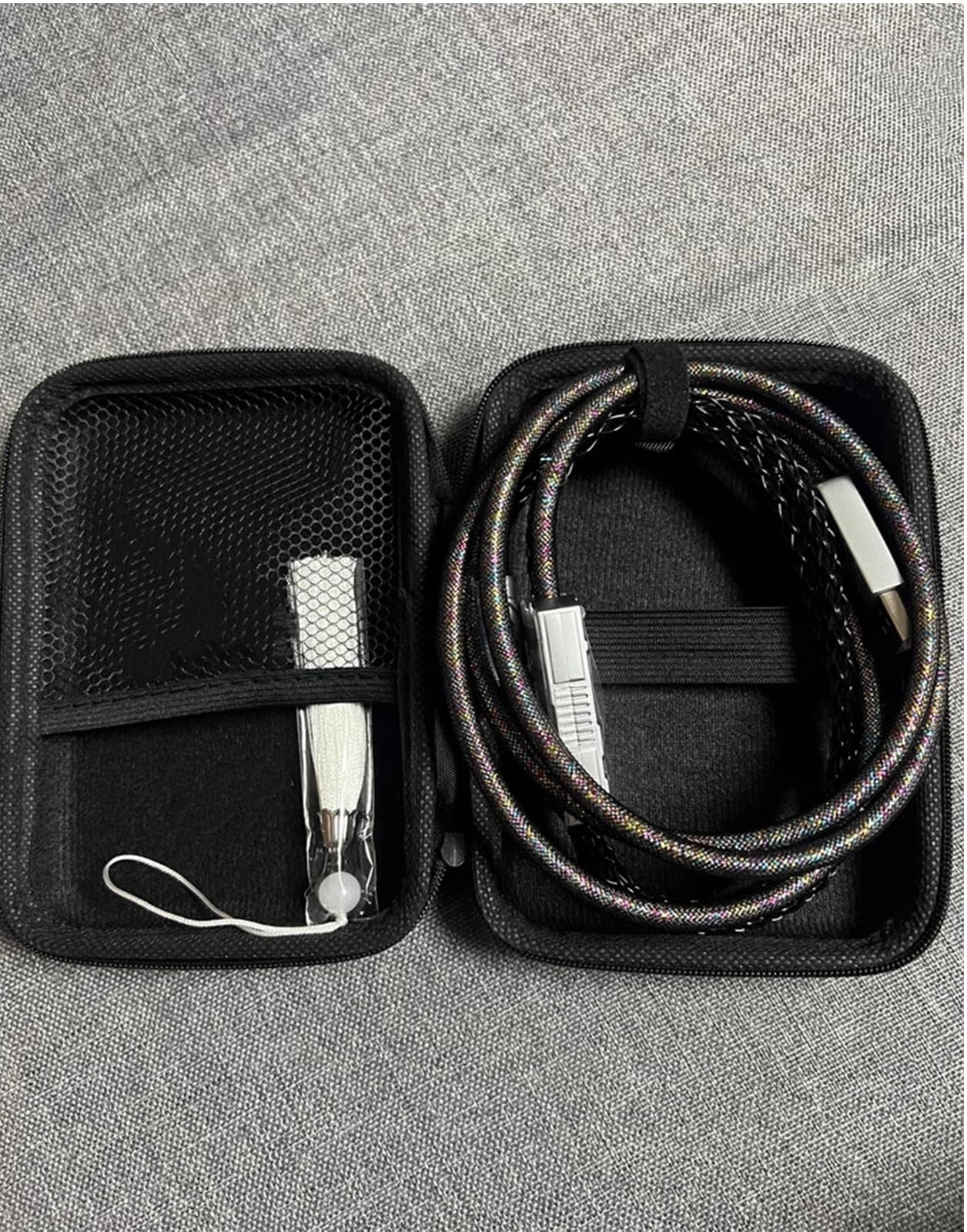 Câble USB C double axe magnétique 2 en 1 pour clavier mécanique 8 K, câble flash RVB épais, stable sans interruption, prise aviation en métal pour claviers/souris/hubs, 1,5 m (noir)