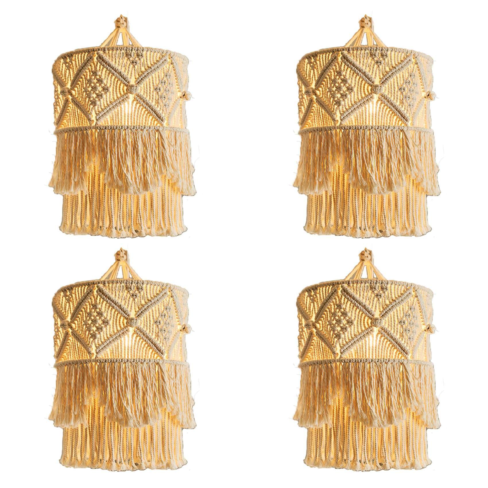 Hndhbfgrt 4X Handmade Wall Tapestry Lampshade Macrame Boho Decor Handcraft Tassel Tapestry Background Headboard