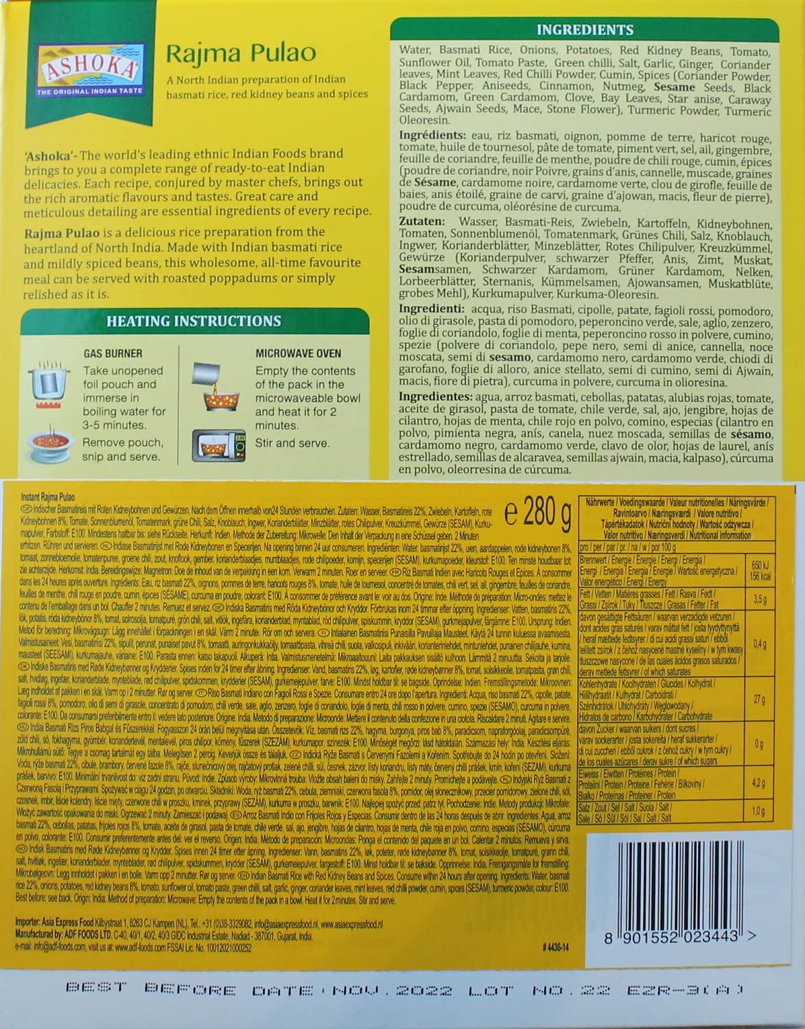 10x Indisches Fertiggericht MIX a280g aus Indien Tikka Mutter Paneer Curry Dal Palak Makhani Masala Aloo